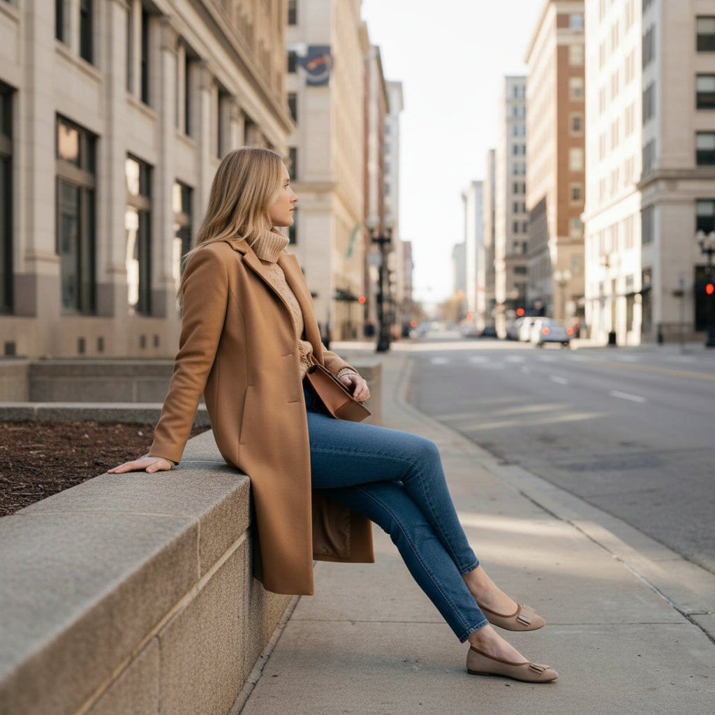 14W💕 La Ballerina  CAMBIO – Latte-beige Damen-Ballerinas aus Veloursleder, warmgefüttert für den Winter