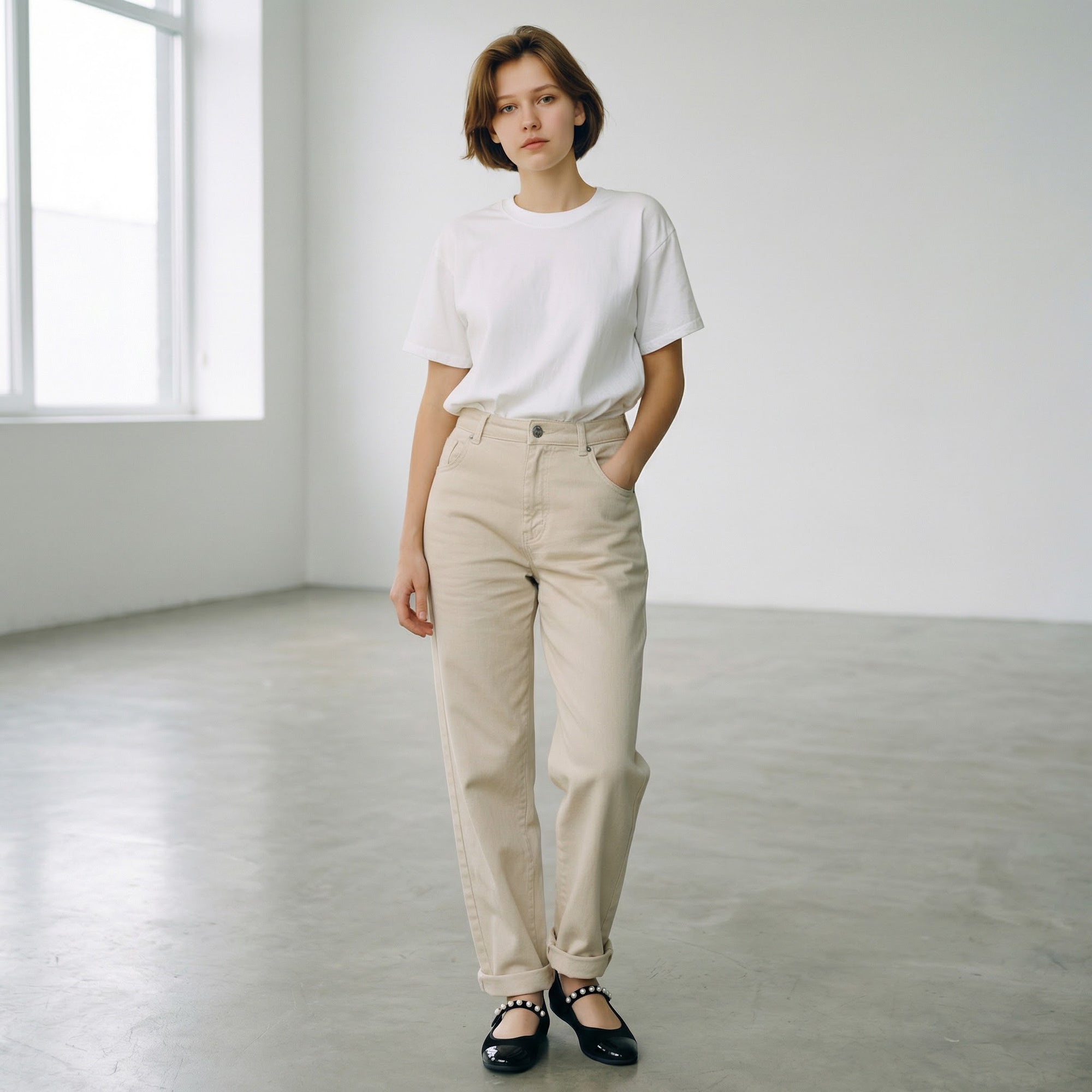 La Ballerina Teatro Mary Jane – Schwarze Veloursleder Ballerinas mit Perlmutt-Details 26-26S - La Ballerina