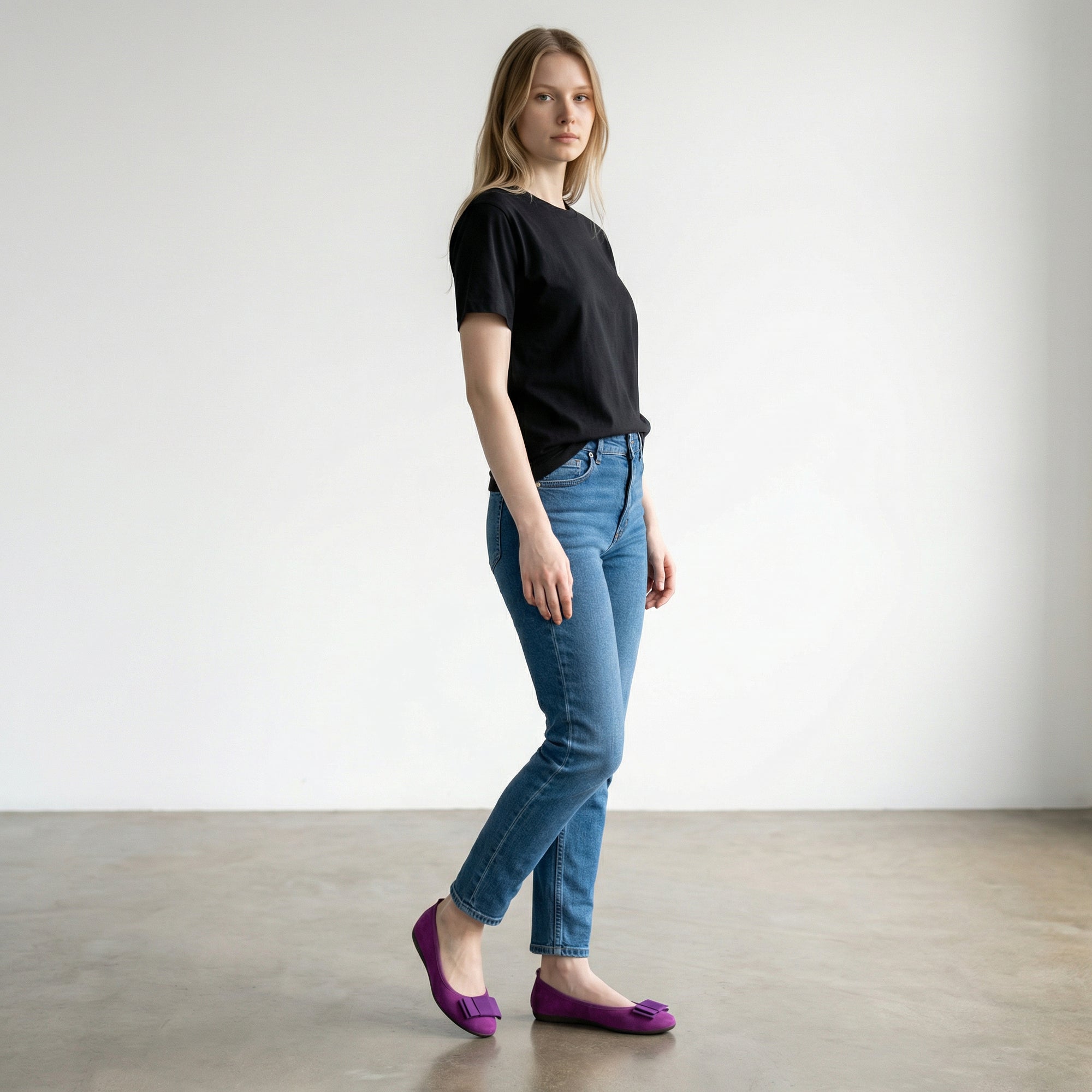 La Ballerina Cambio Lila – Damen Ballerinas aus Veloursleder 8-26S