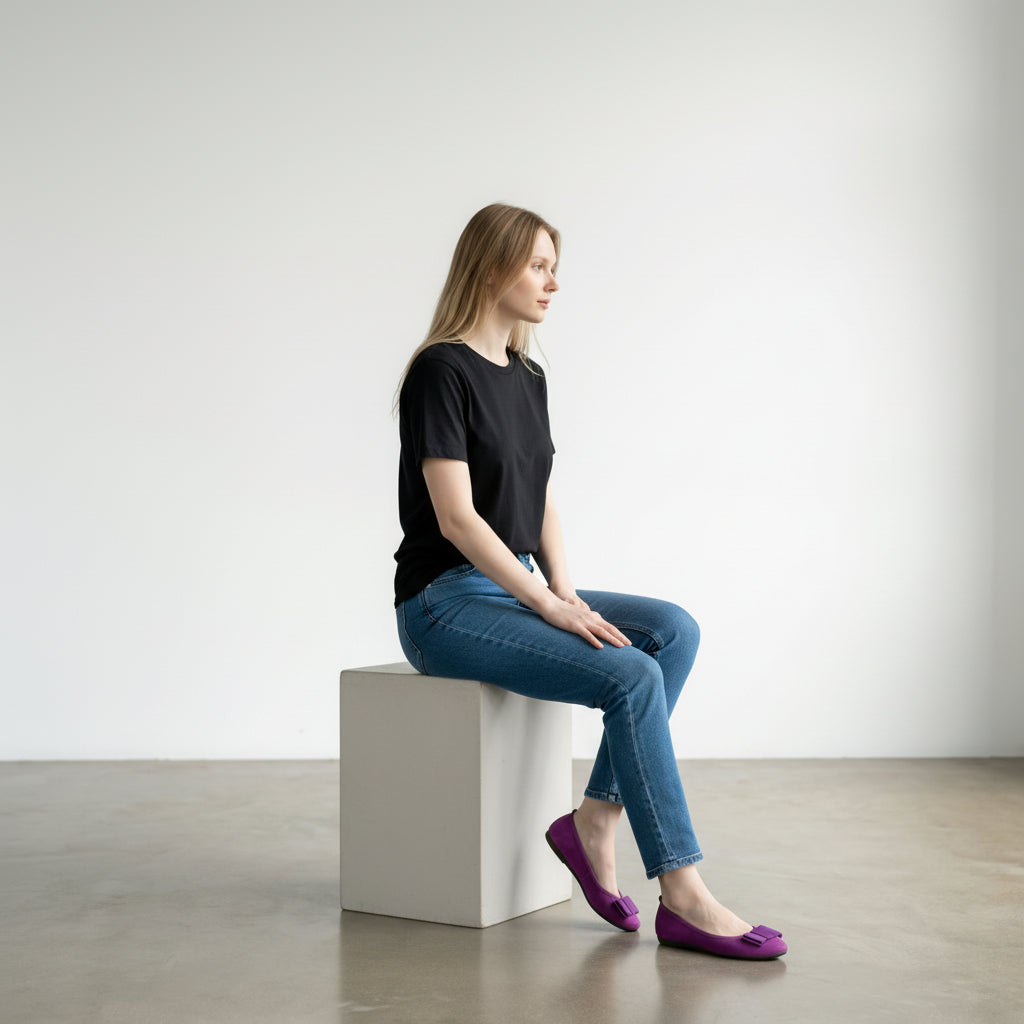 La Ballerina Cambio Lila – Damen Ballerinas aus Veloursleder 8-26S