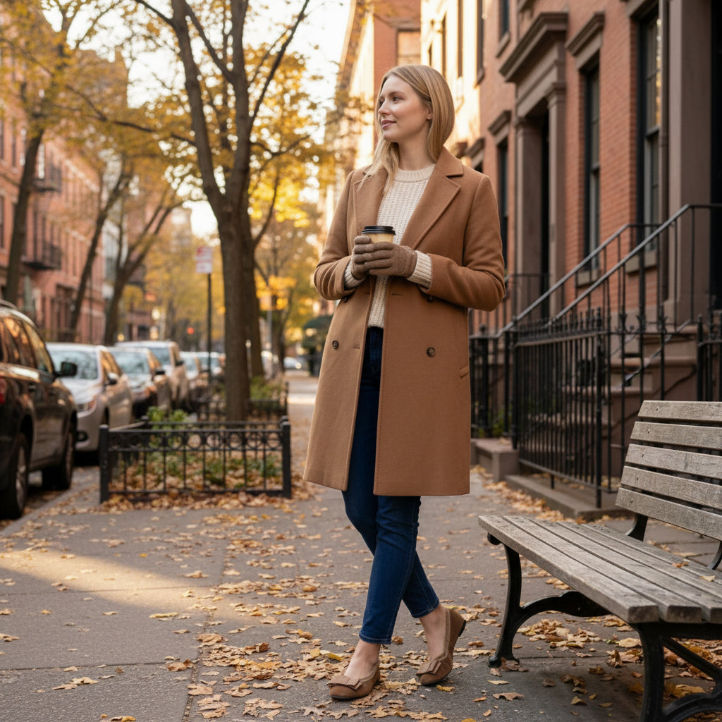 13W💕 La Ballerina CAMBIO – Camel Damen-Ballerinas aus Velourseder, warmgefüttert für Winter