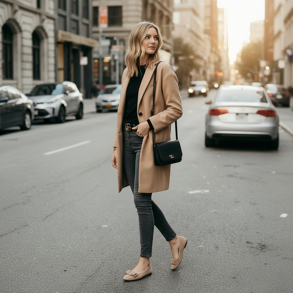 La Ballerina CAMBIO – Taupe warmgefütterte Damen-Ballerinas aus Veloursleder mit Lammfell (05W) - La Ballerina