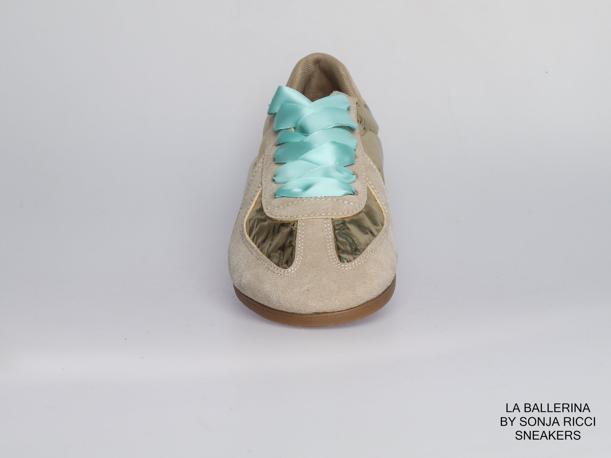 Damen Sneaker Gold aus Veloursleder &amp; Metallic-Leder | LA BALLERINA | Art. W26022