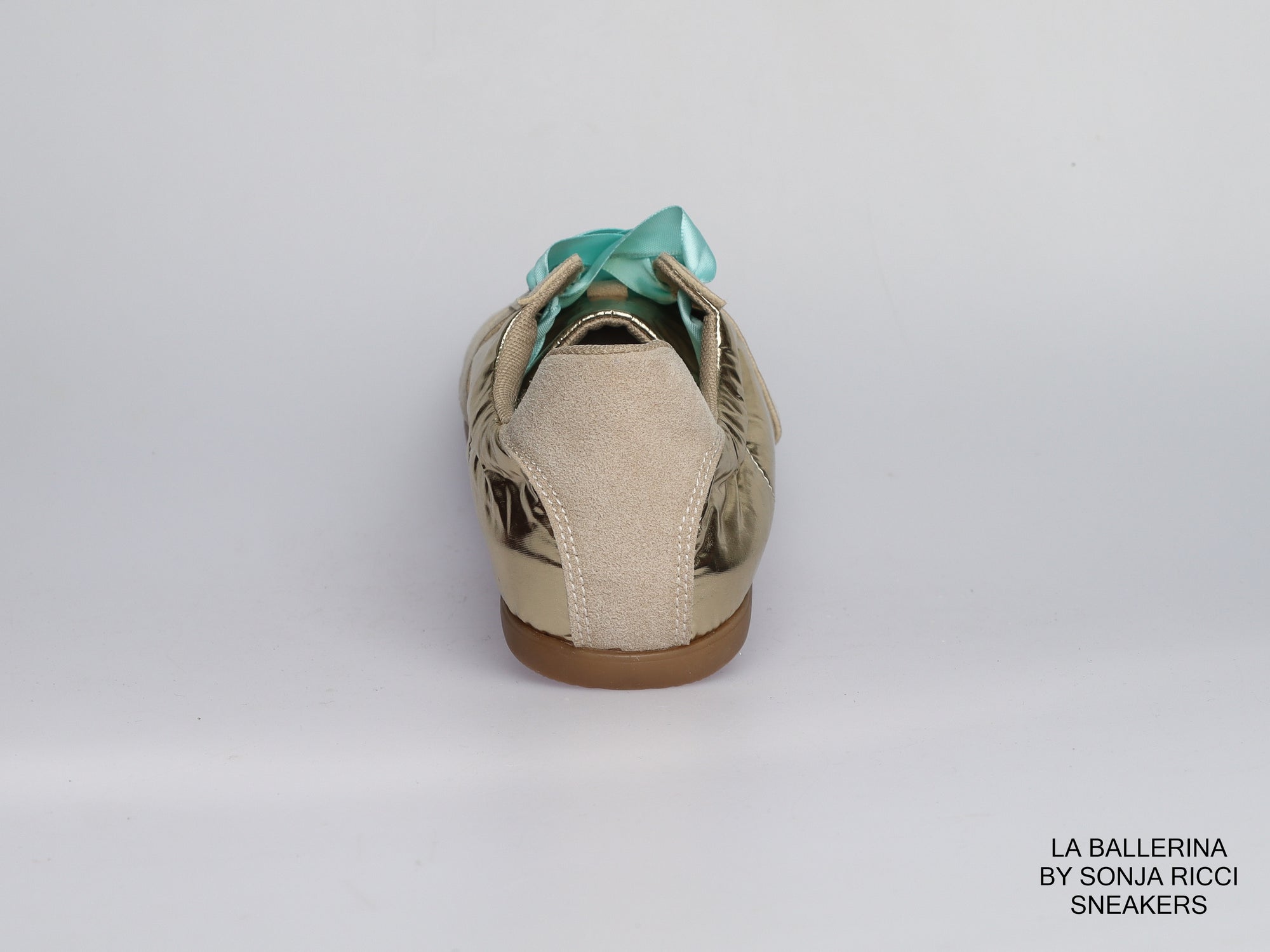Damen Sneaker Gold aus Veloursleder &amp; Metallic-Leder | LA BALLERINA | Art. W26022