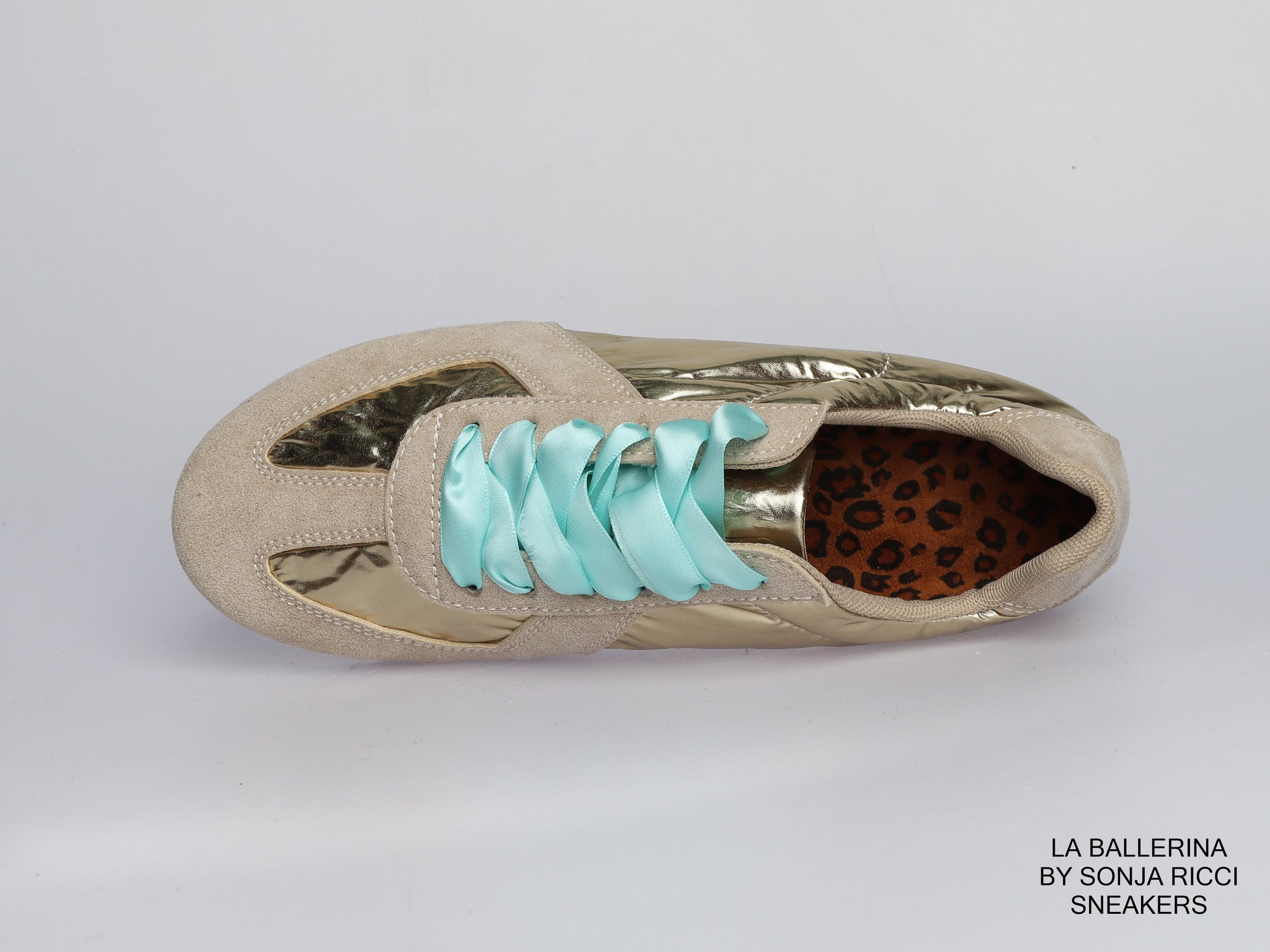 Damen Sneaker Gold aus Veloursleder &amp; Metallic-Leder | LA BALLERINA | Art. W26022
