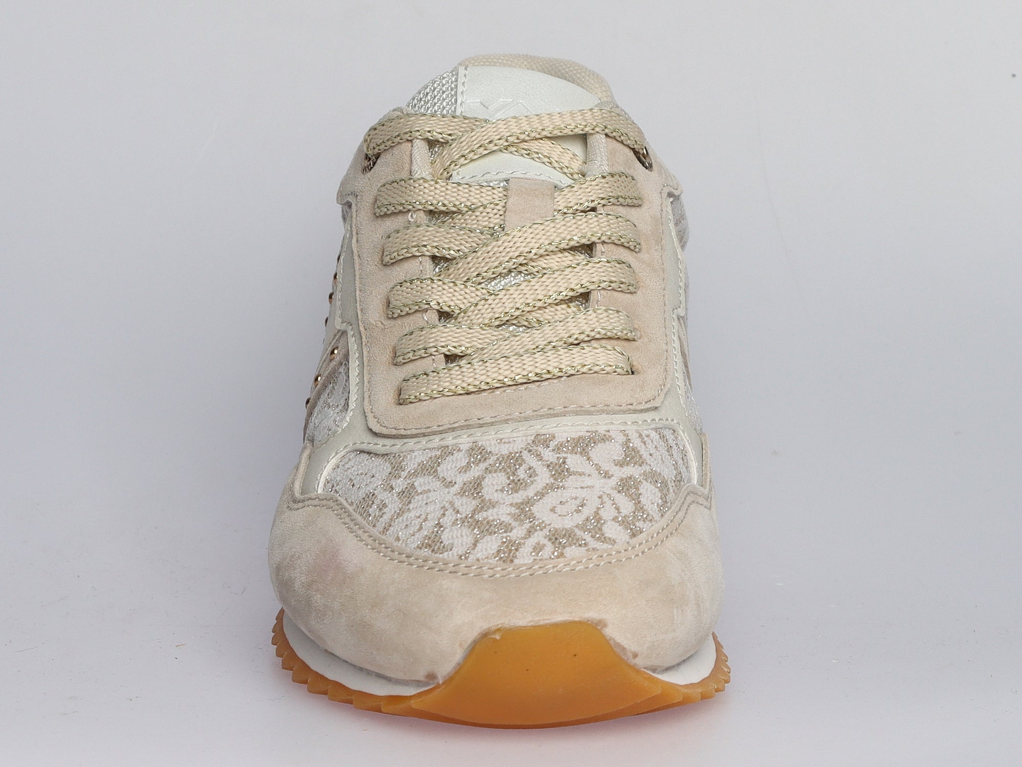 Damen Sneaker aus Veloursleder mit Spitze in Beige TessutoLA BALLERINA | Art. W25924 - La Ballerina