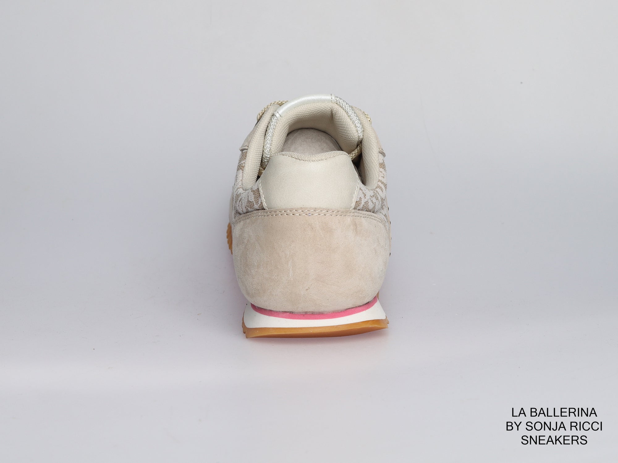 Damen Sneaker aus Veloursleder mit Spitze in Beige | LA BALLERINA | Art. W25924