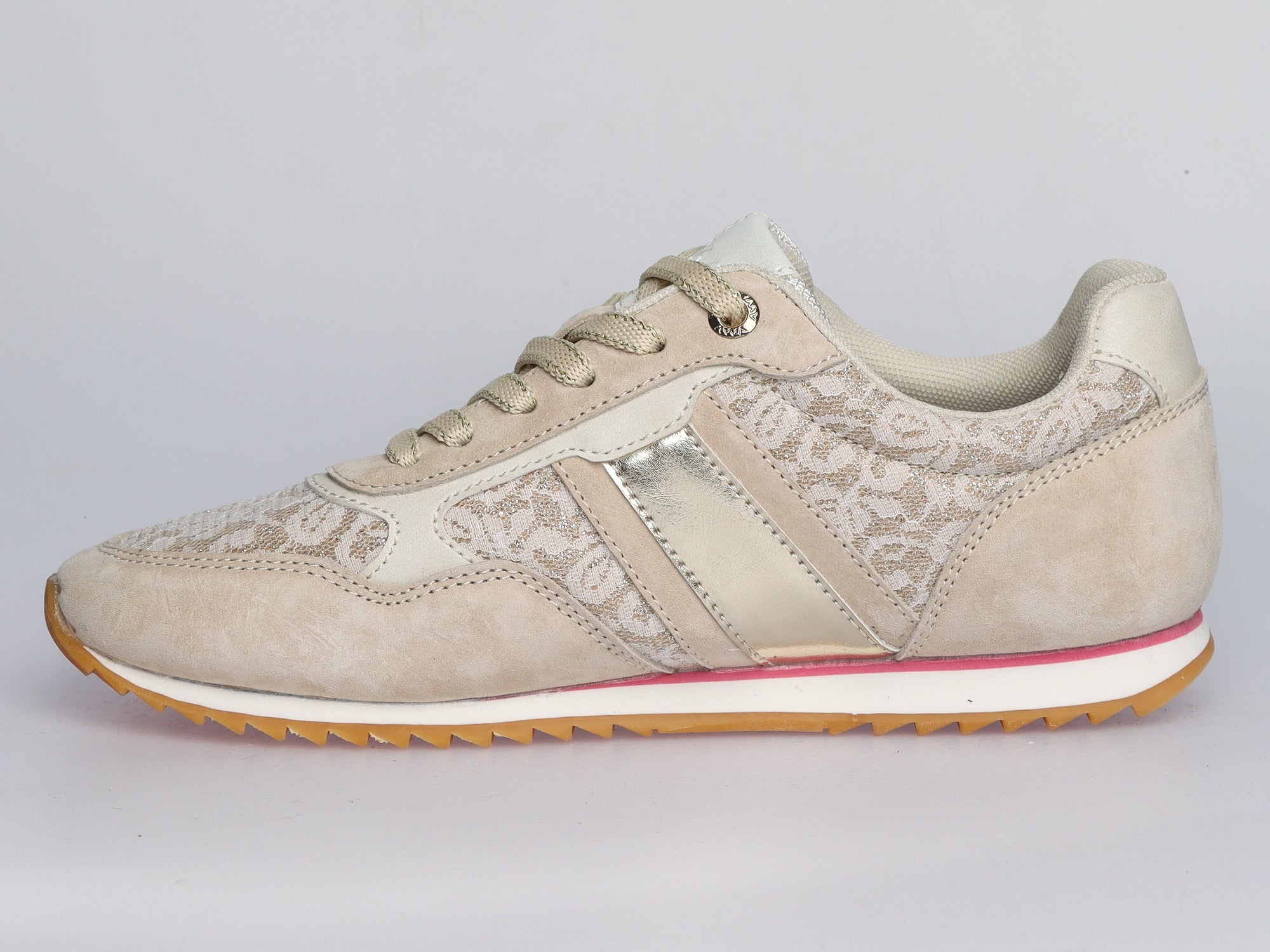 Damen Sneaker aus Veloursleder mit Spitze in Beige TessutoLA BALLERINA | Art. W25924 - La Ballerina