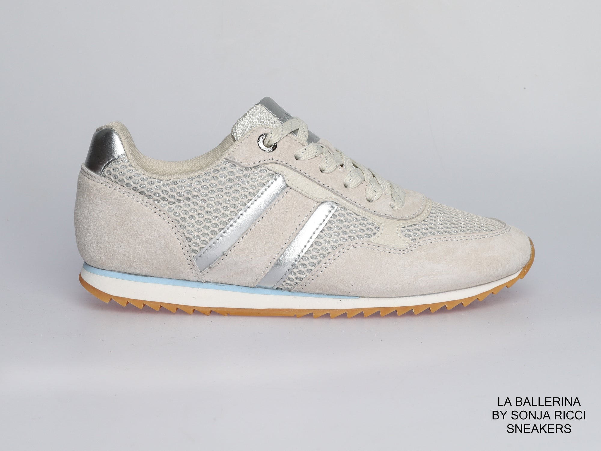 Damen Sneaker aus Veloursleder mit Spitze | Beige | LA BALLERINA | Art. W25924