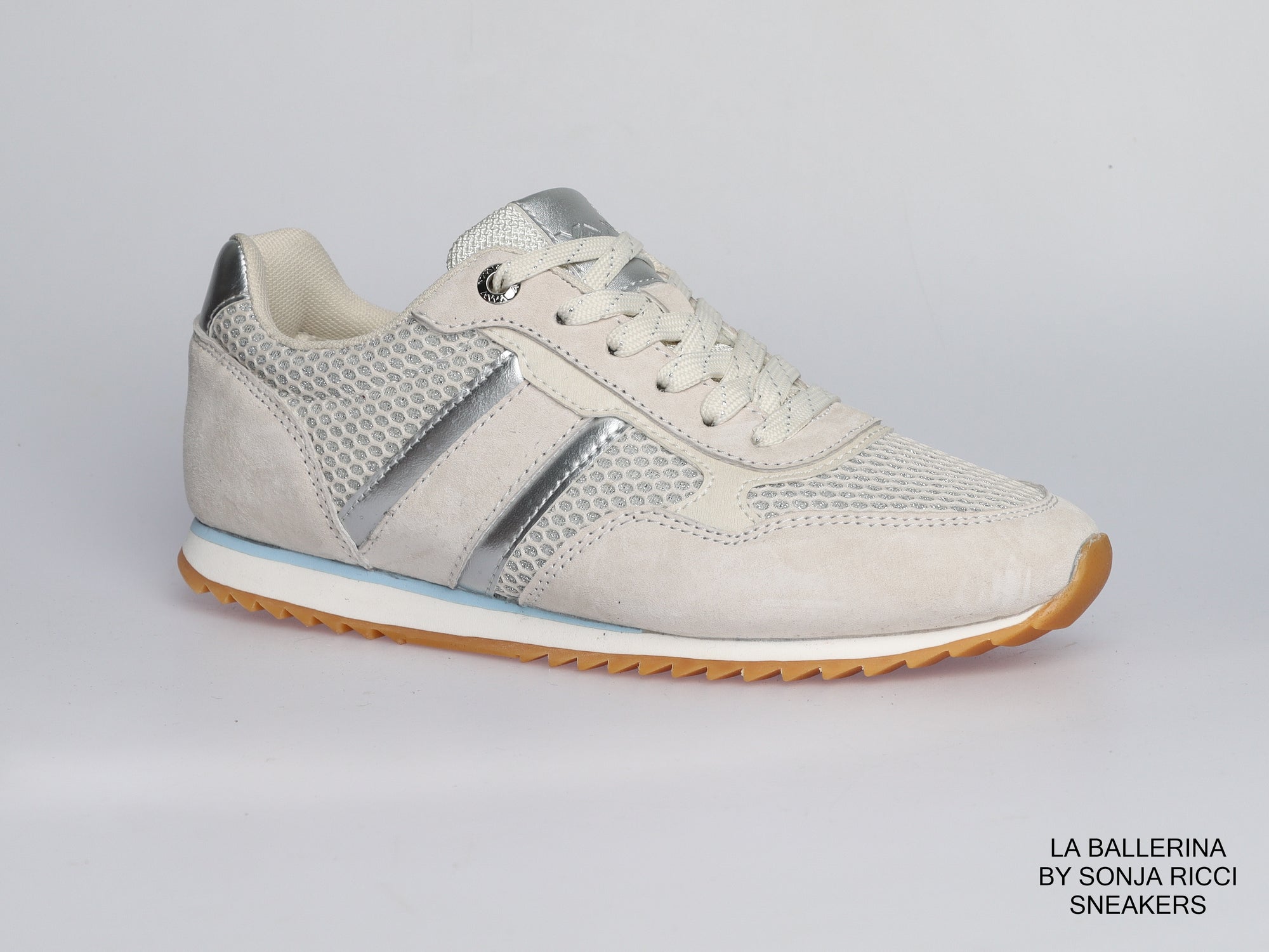 Damen Sneaker aus Veloursleder mit Spitze | Beige | LA BALLERINA | Art. W25924