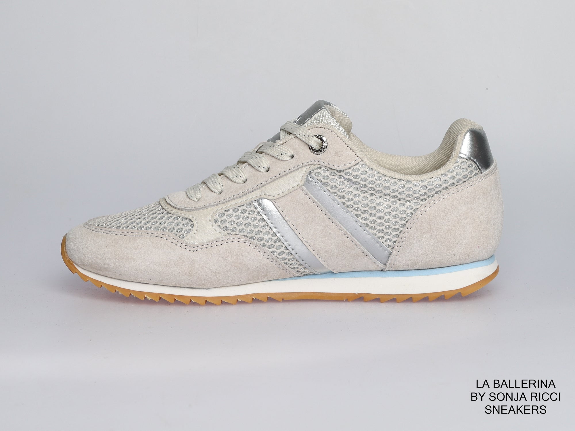 Damen Sneaker aus Veloursleder mit Spitze | Beige | LA BALLERINA | Art. W25924