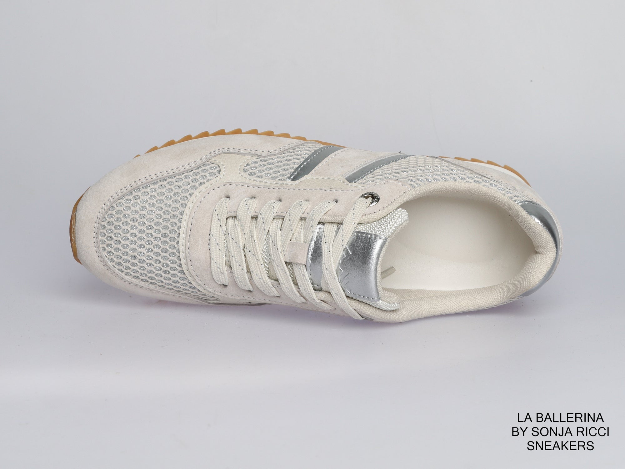 Damen Sneaker aus Veloursleder mit Spitze | Beige | LA BALLERINA | Art. W25924