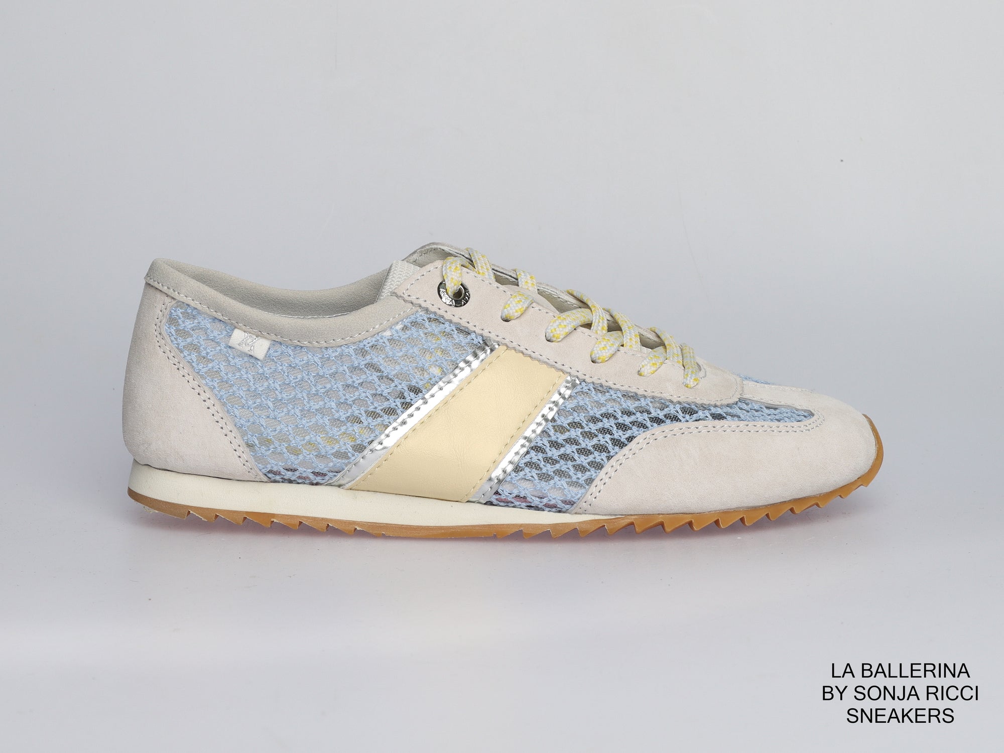 Damen Sneaker aus Veloursleder mit Mesh in Beige | LA BALLERINA | Art. W25924