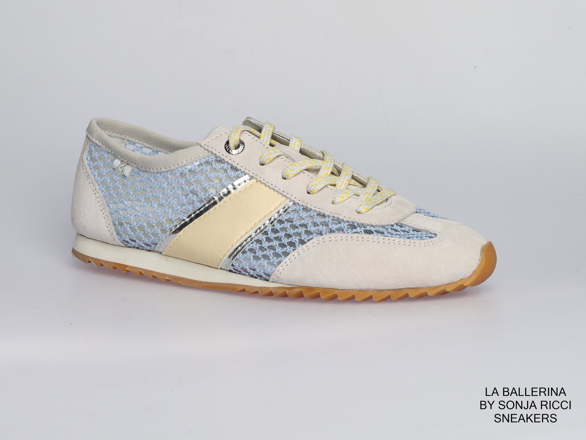 Damen Sneaker aus Veloursleder mit Mesh in Beige | LA BALLERINA | Art. W25924