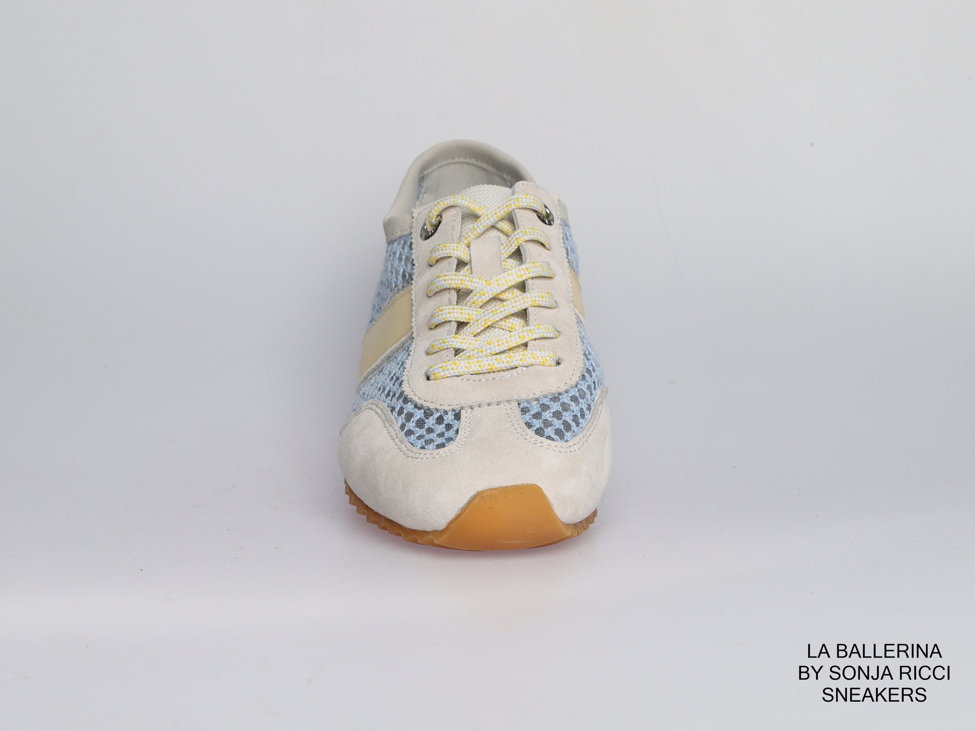 Damen Sneaker aus Veloursleder mit Mesh in Beige | LA BALLERINA | Art. W25924