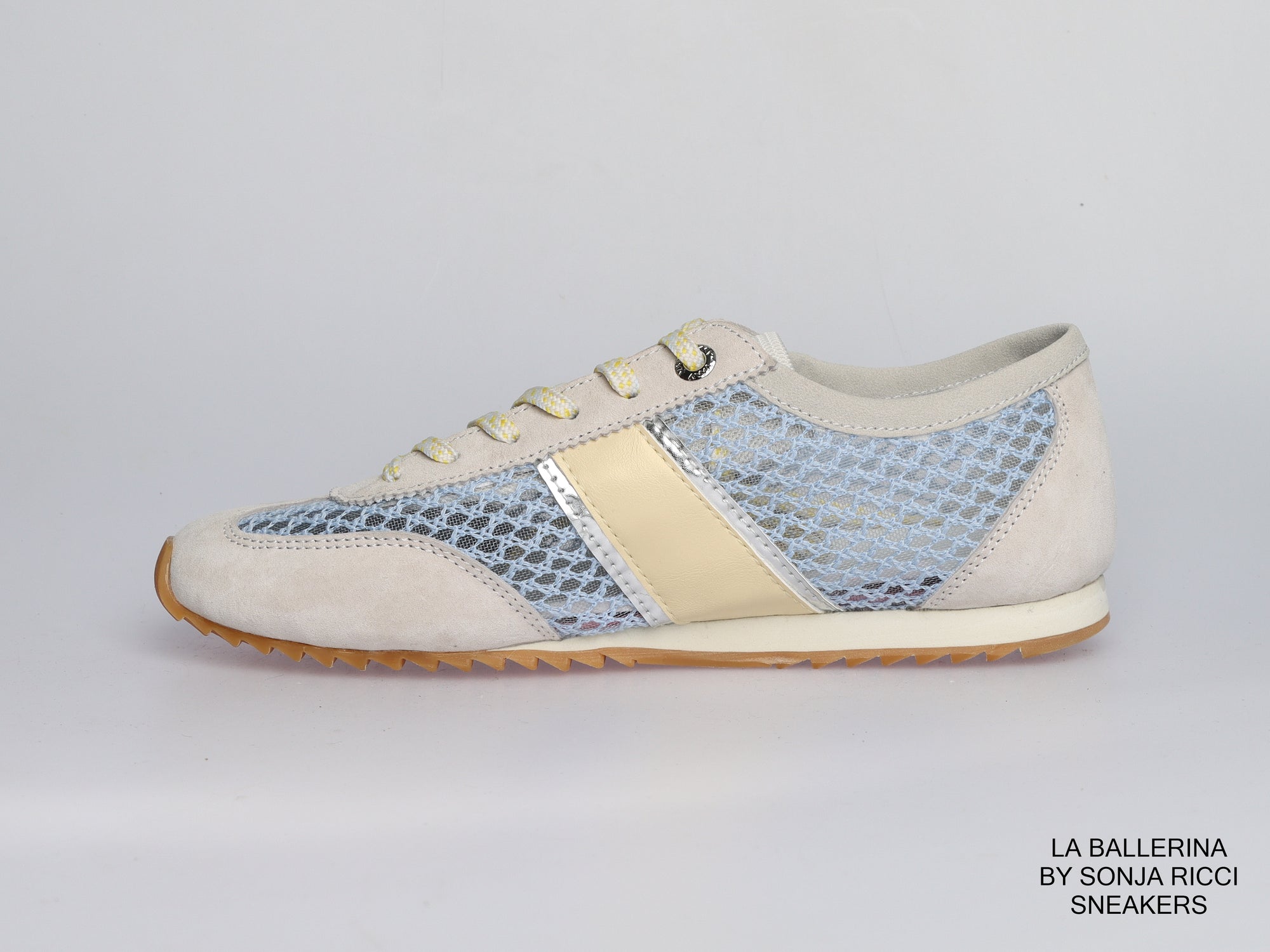 Damen Sneaker aus Veloursleder mit Mesh in Beige | LA BALLERINA | Art. W25924