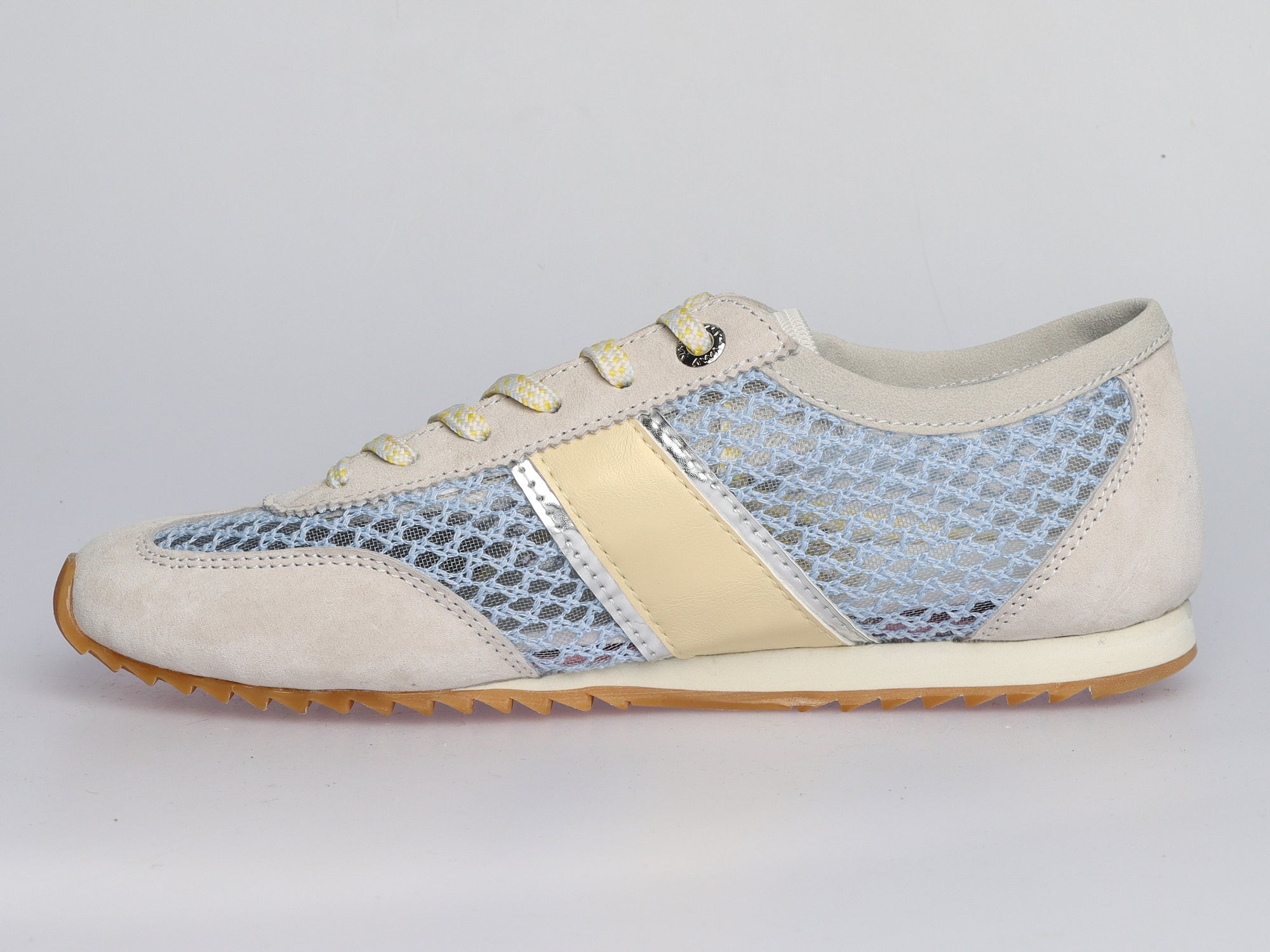 Damen Sneaker aus Veloursleder mit Mesh in Beige | LA BALLERINA | Art. W25924 - La Ballerina