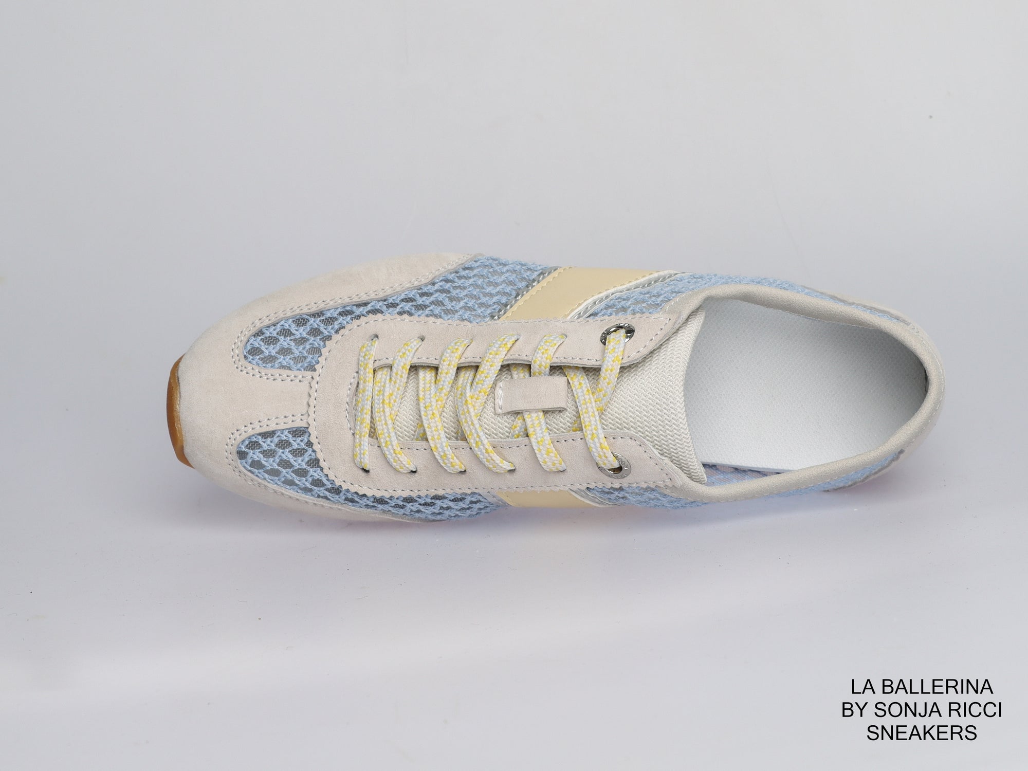 Damen Sneaker aus Veloursleder mit Mesh in Beige | LA BALLERINA | Art. W25924