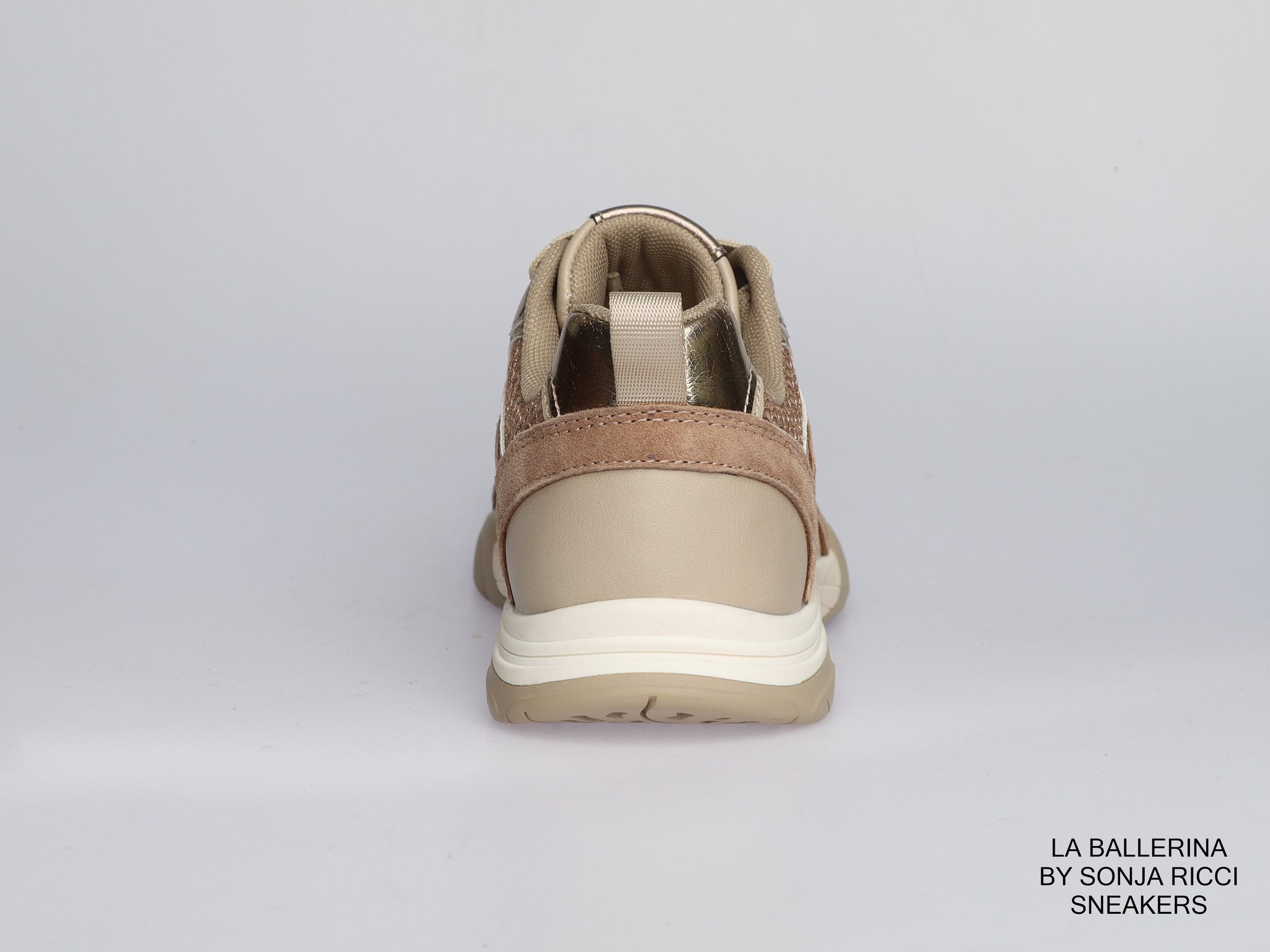 Damen Sneaker aus Veloursleder mit Mesh in Taupe | LA BALLERINA | Art. W26022