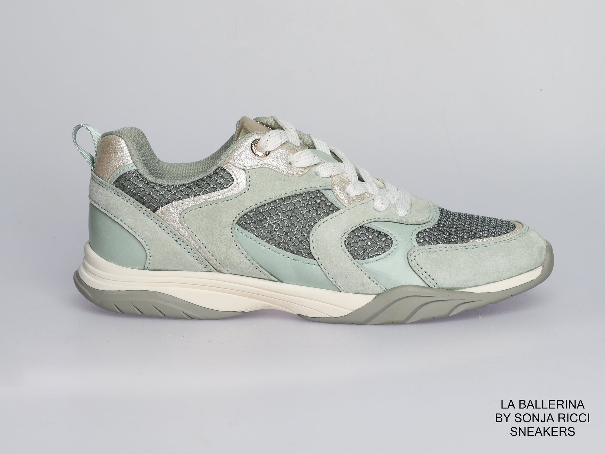Damen Sneaker aus Veloursleder mit Mesh in Mint | LA BALLERINA | Art. W25956