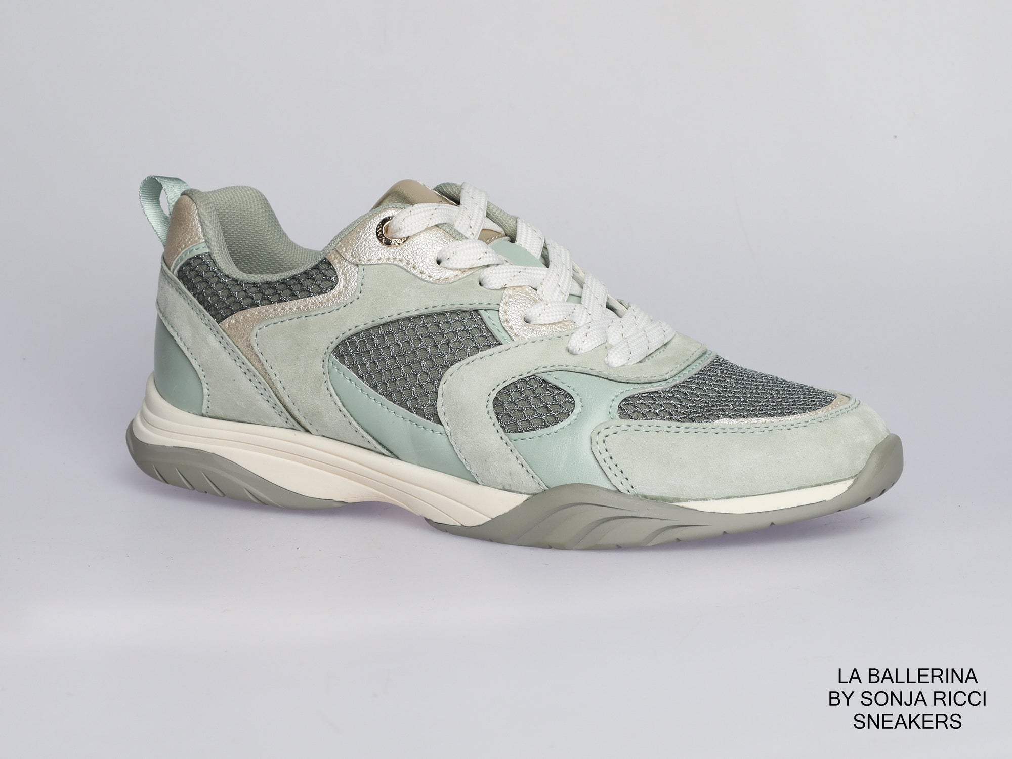 Damen Sneaker aus Veloursleder mit Mesh in Mint | LA BALLERINA | Art. W25956