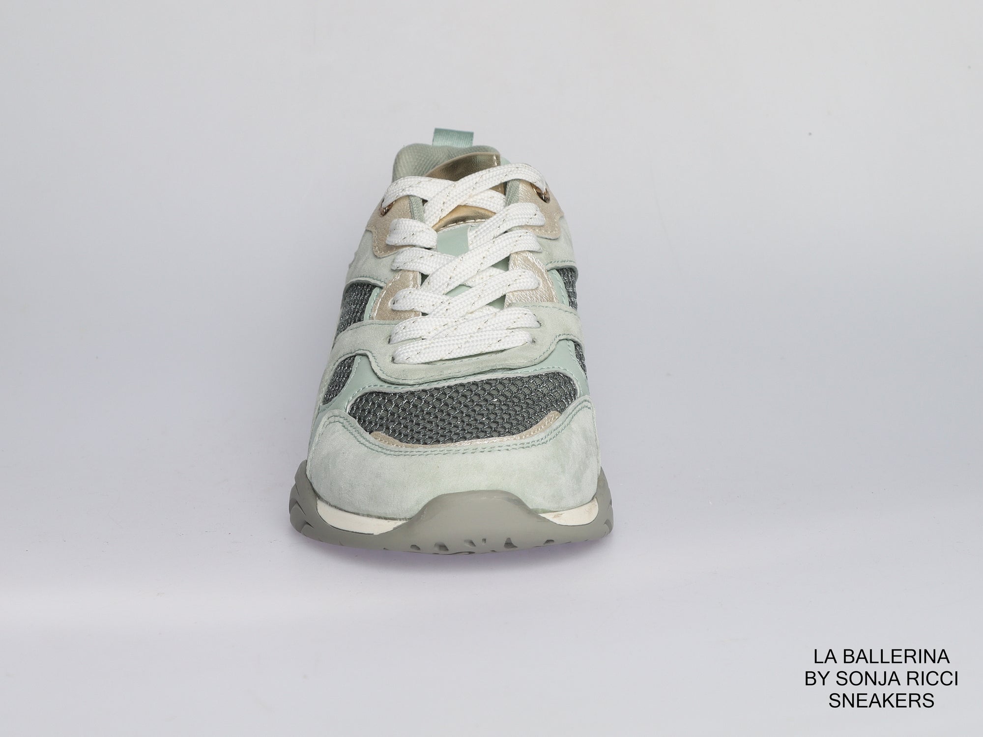 Damen Sneaker aus Veloursleder mit Mesh in Mint | LA BALLERINA | Art. W25956