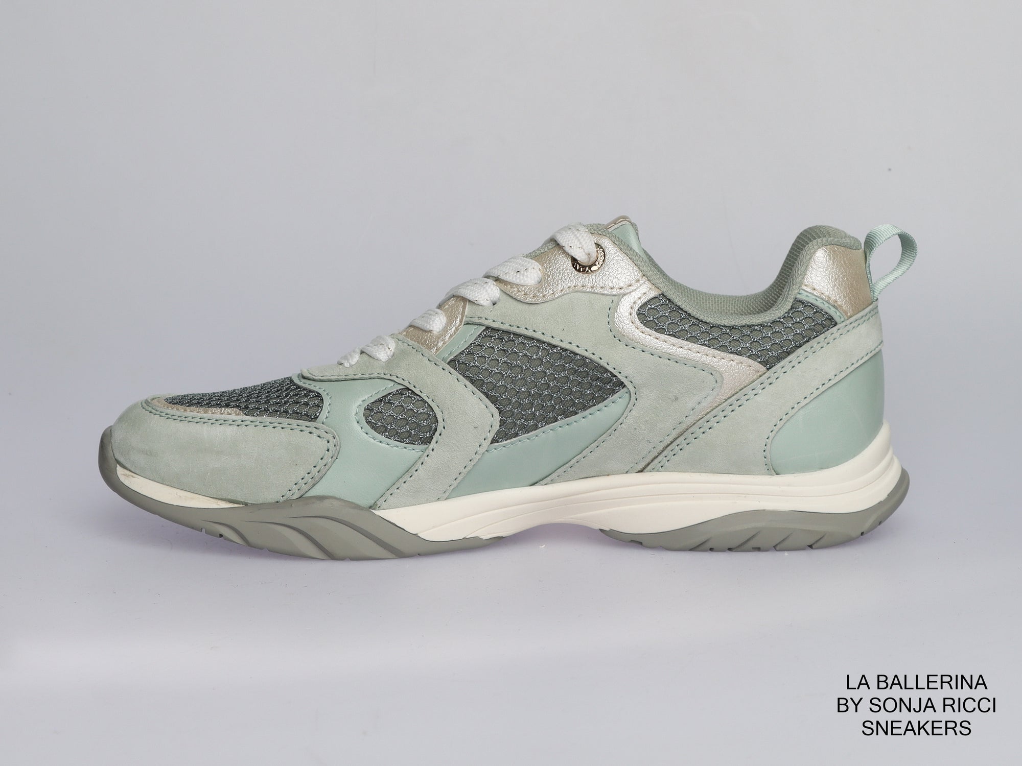 Damen Sneaker aus Veloursleder mit Mesh in Mint | LA BALLERINA | Art. W25956