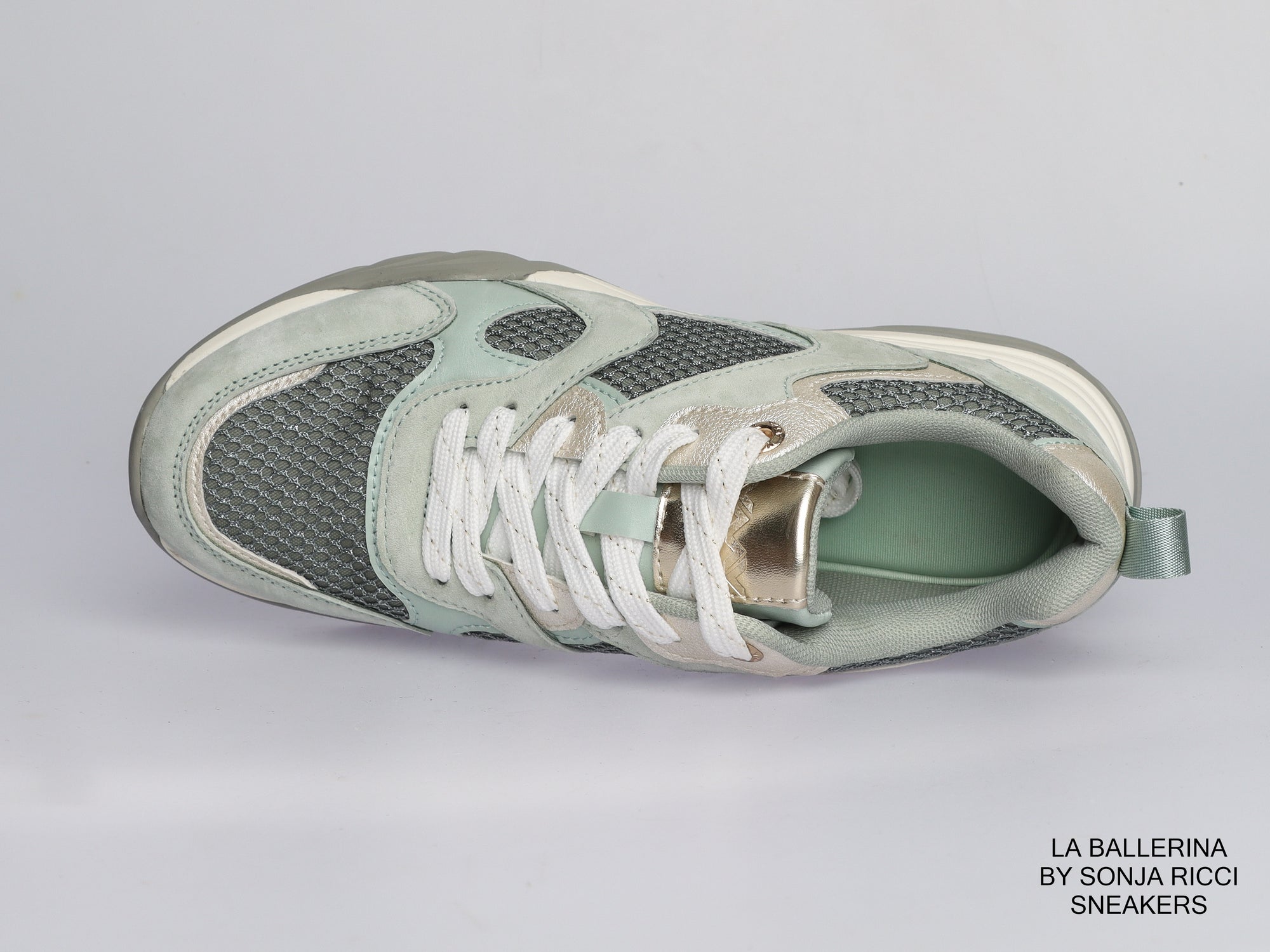 Damen Sneaker aus Veloursleder mit Mesh in Mint | LA BALLERINA | Art. W25956