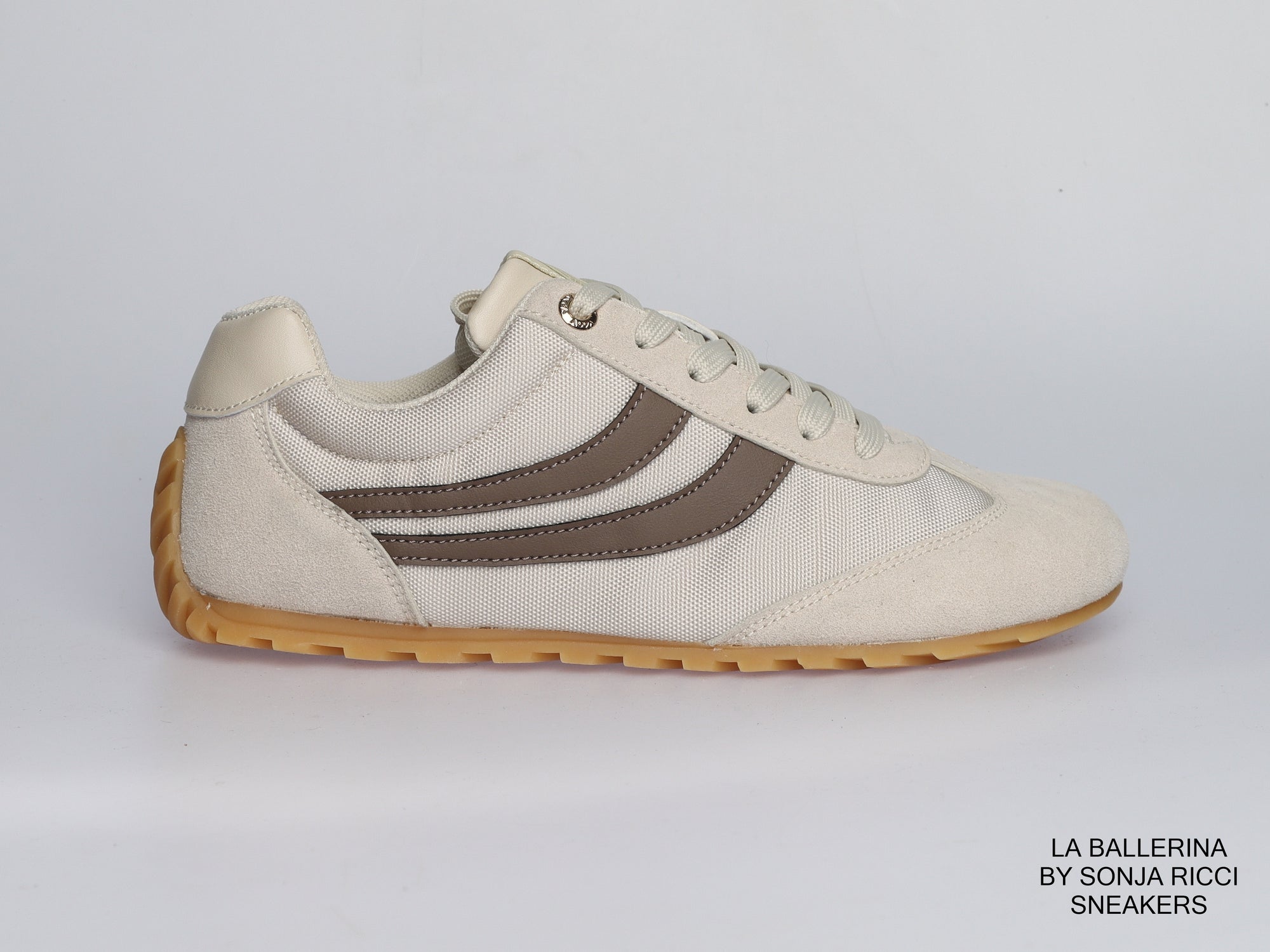 Damen Sneaker aus Veloursleder und Canvas in Beige | LA BALLERINA | Art. W25957