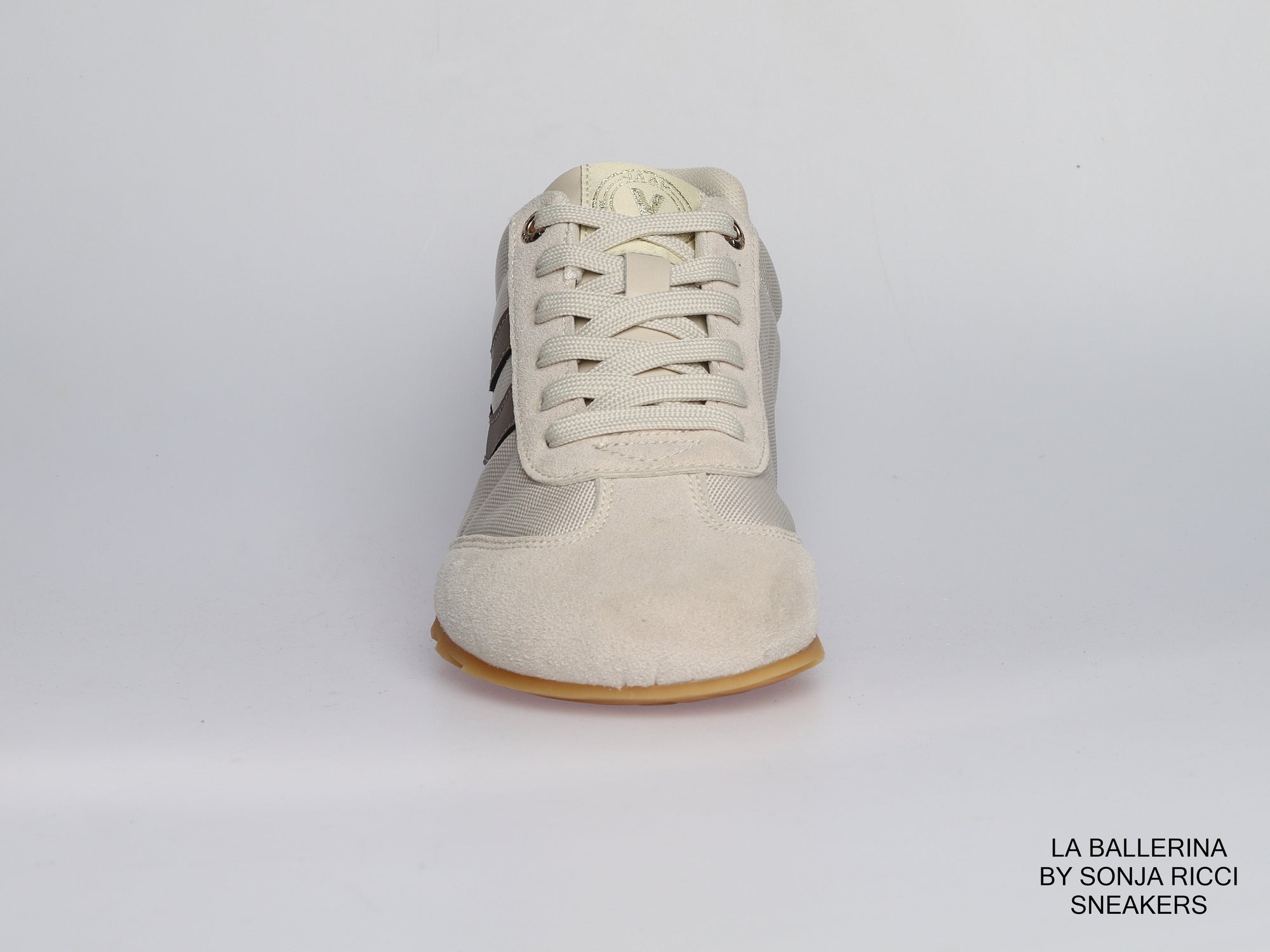 Damen Sneaker aus Veloursleder und Canvas in Beige | LA BALLERINA | Art. W25957