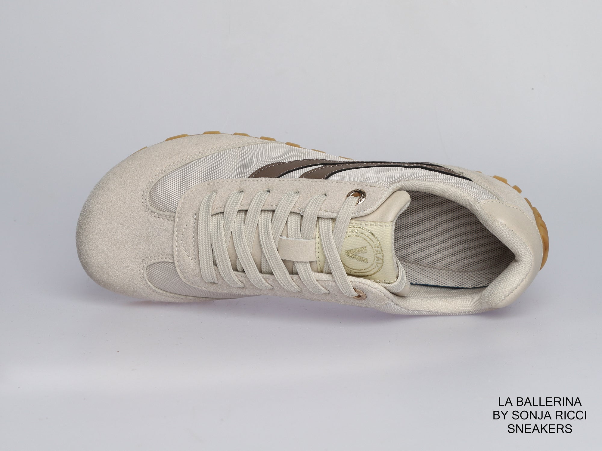 Damen Sneaker aus Veloursleder und Canvas in Beige | LA BALLERINA | Art. W25957