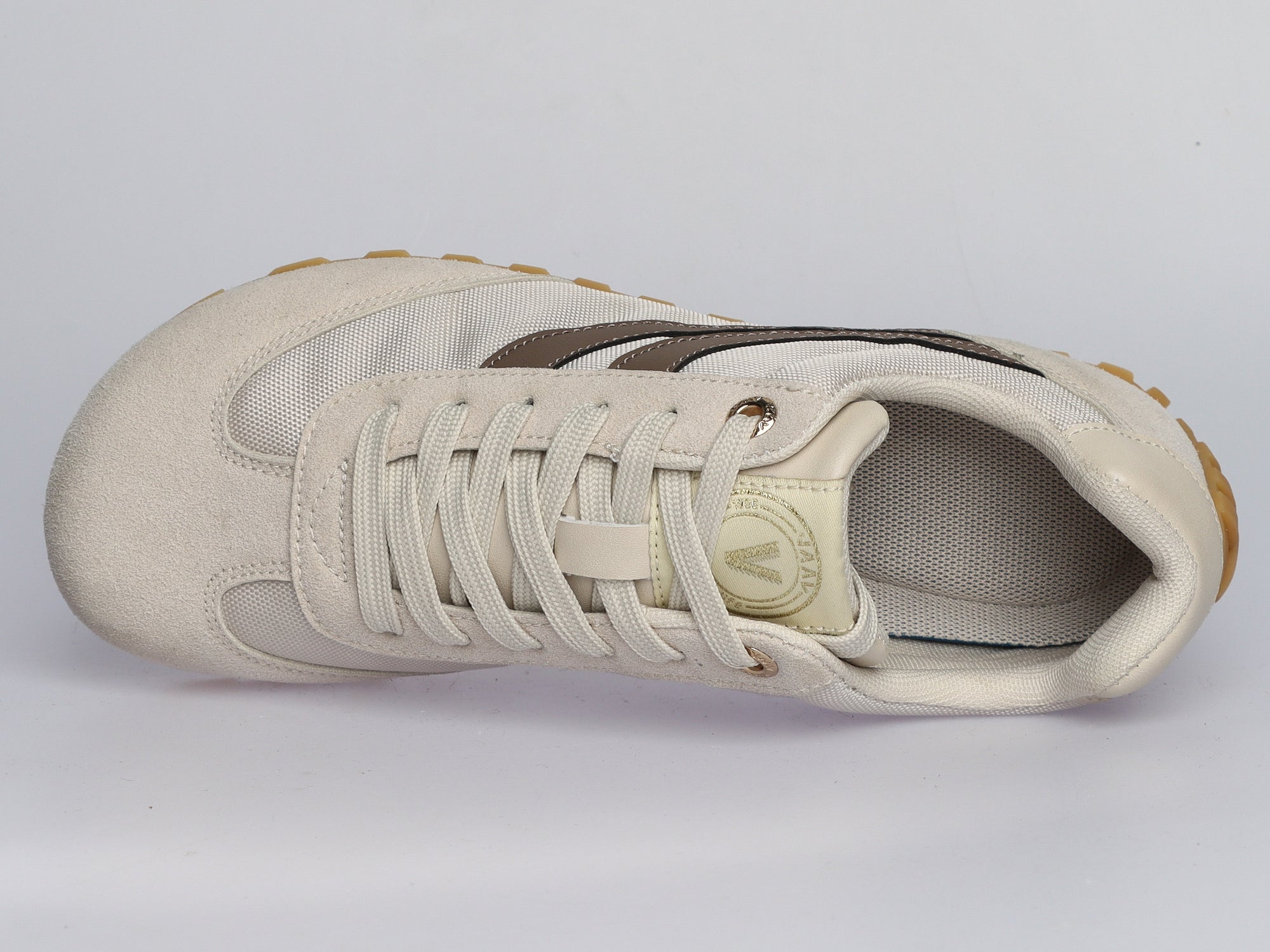 Damen Sneaker aus Veloursleder und Canvas Beige | LA BALLERINA | Art. W25961 - La Ballerina