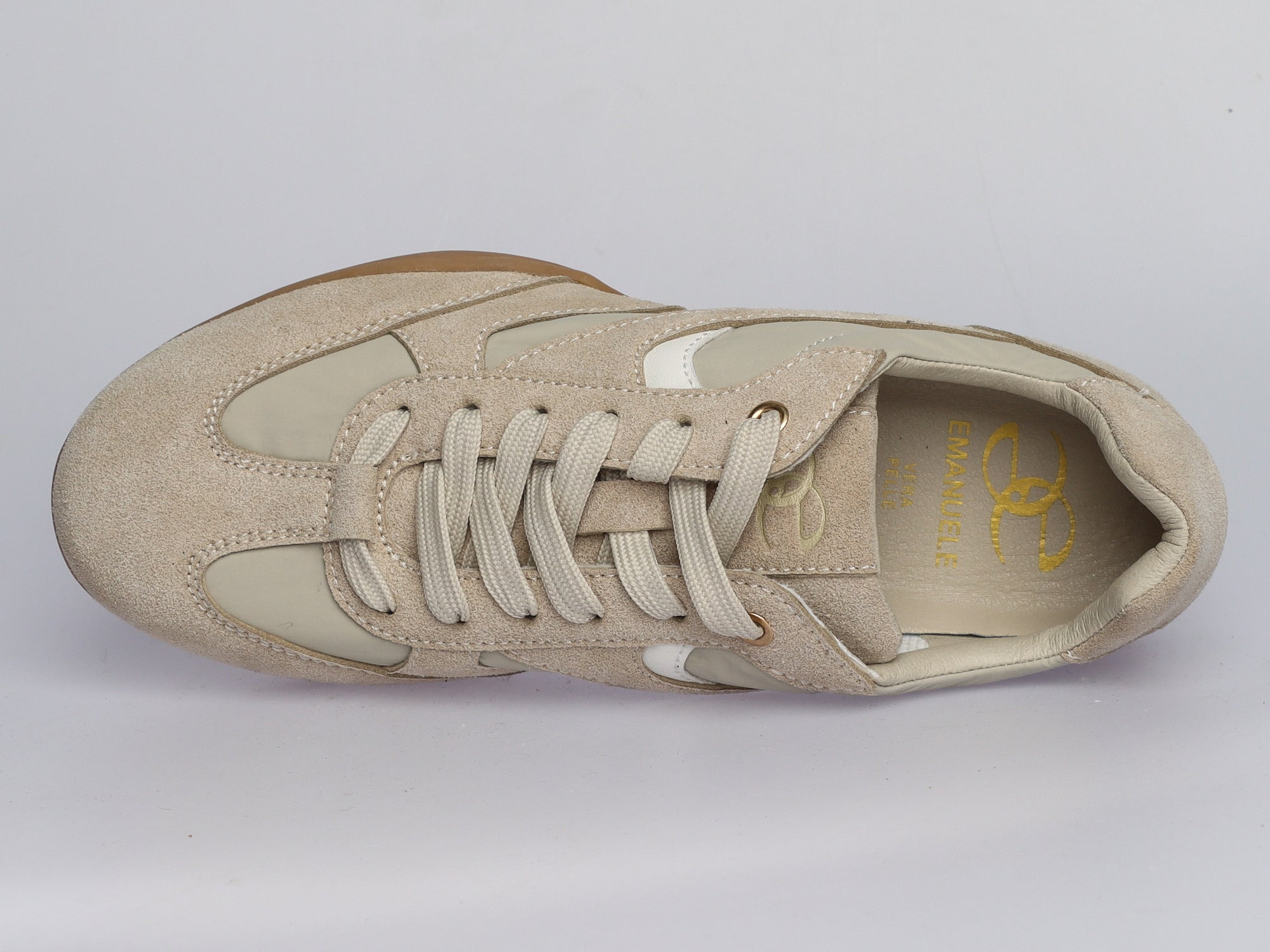 Damen Sneaker aus Veloursleder und Leder Beige | LA BALLERINA | Art. W56639 - La Ballerina