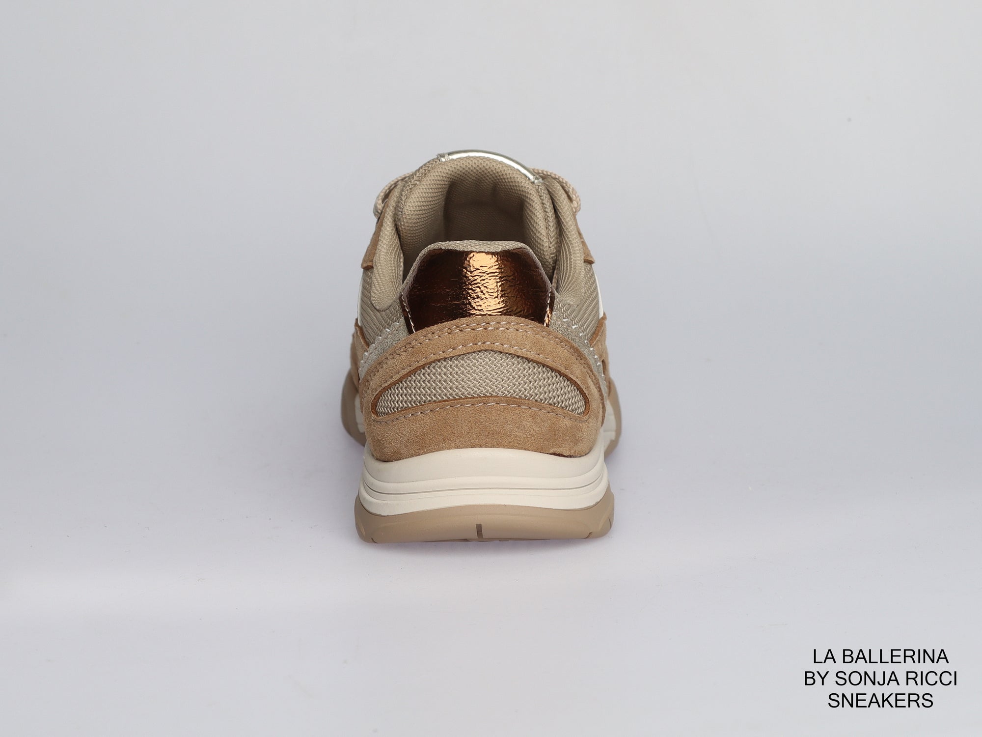 Damen Sneaker aus Veloursleder mit Mesh in Beige | LA BALLERINA | Art. W25958