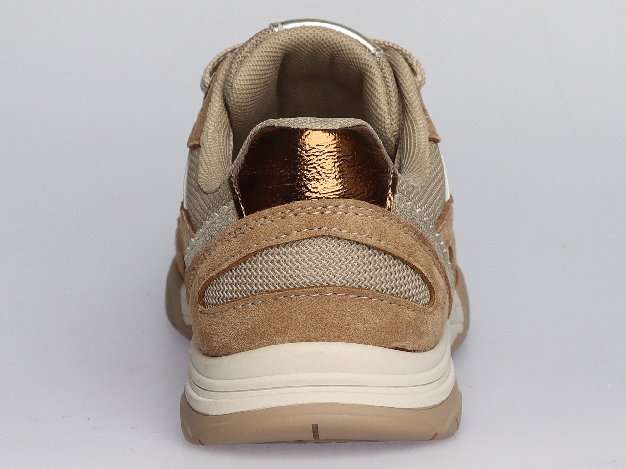 Damen Sneaker aus Veloursleder mit Mesh in Beige | LA BALLERINA | Art. W25958 - La Ballerina