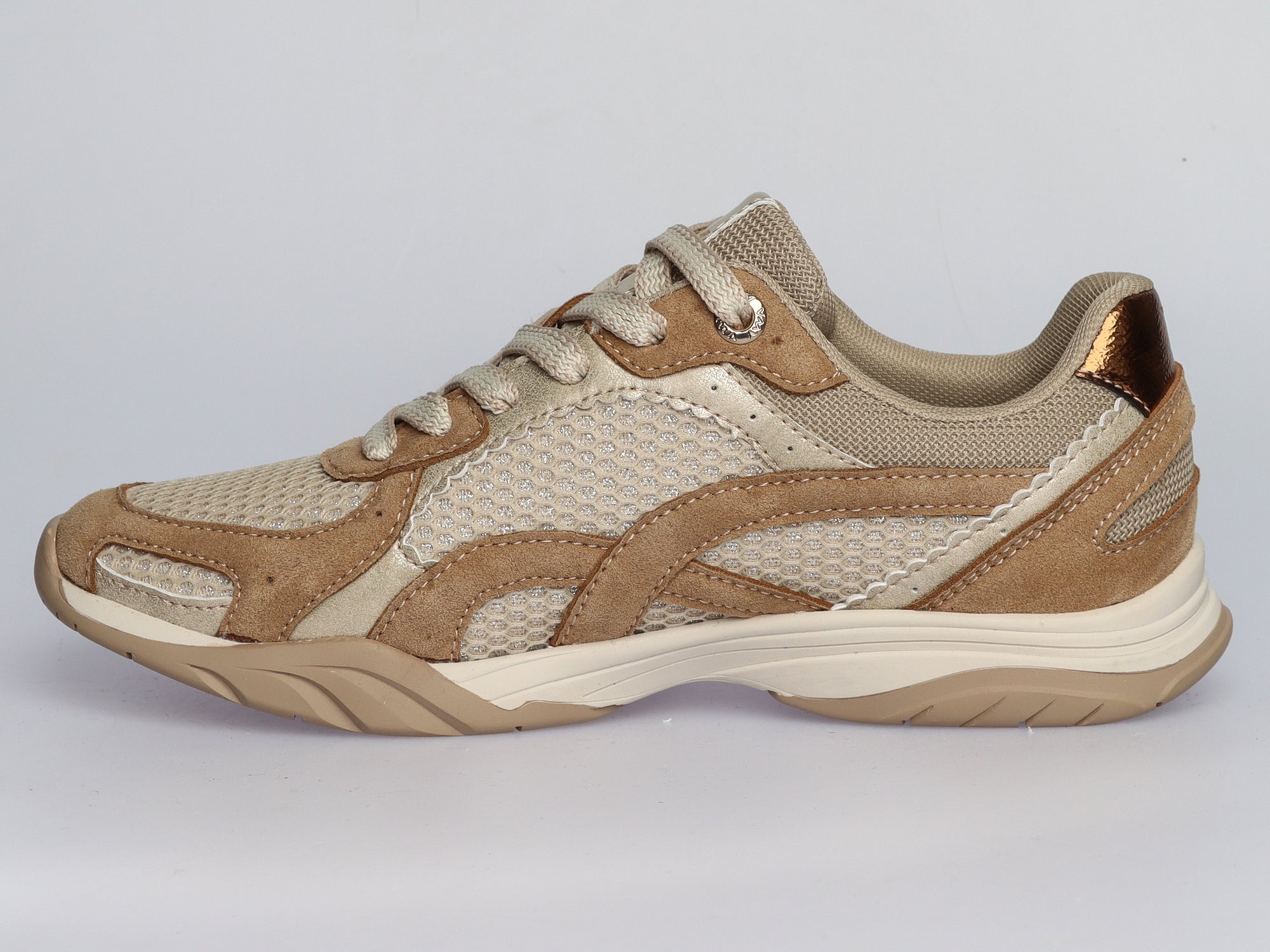 Damen Sneaker aus Veloursleder mit Mesh in Taupe | LA BALLERINA | Art. W26022 - La Ballerina
