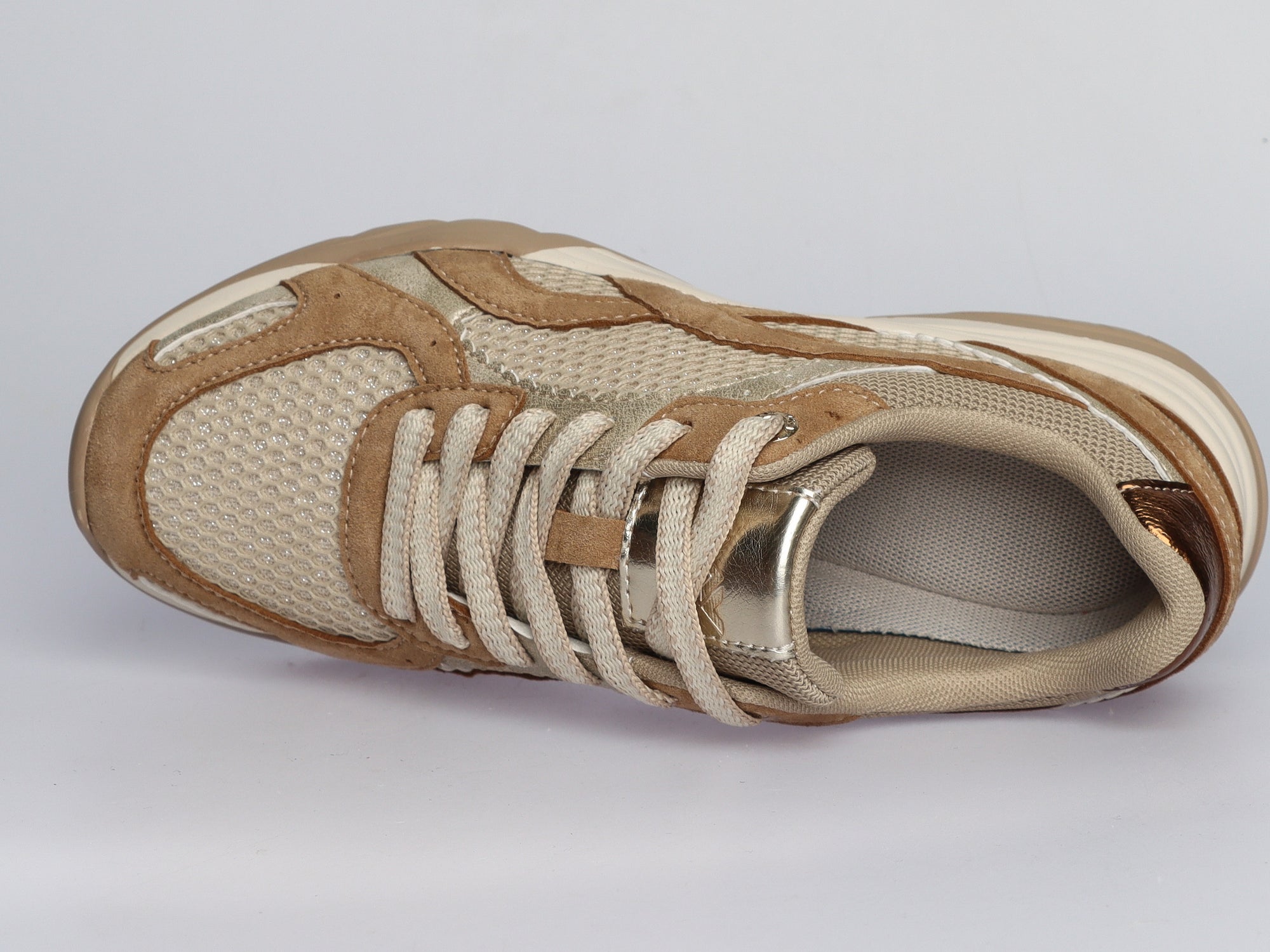 Damen Sneaker aus Veloursleder mit Mesh in Taupe | LA BALLERINA | Art. W26022 - La Ballerina