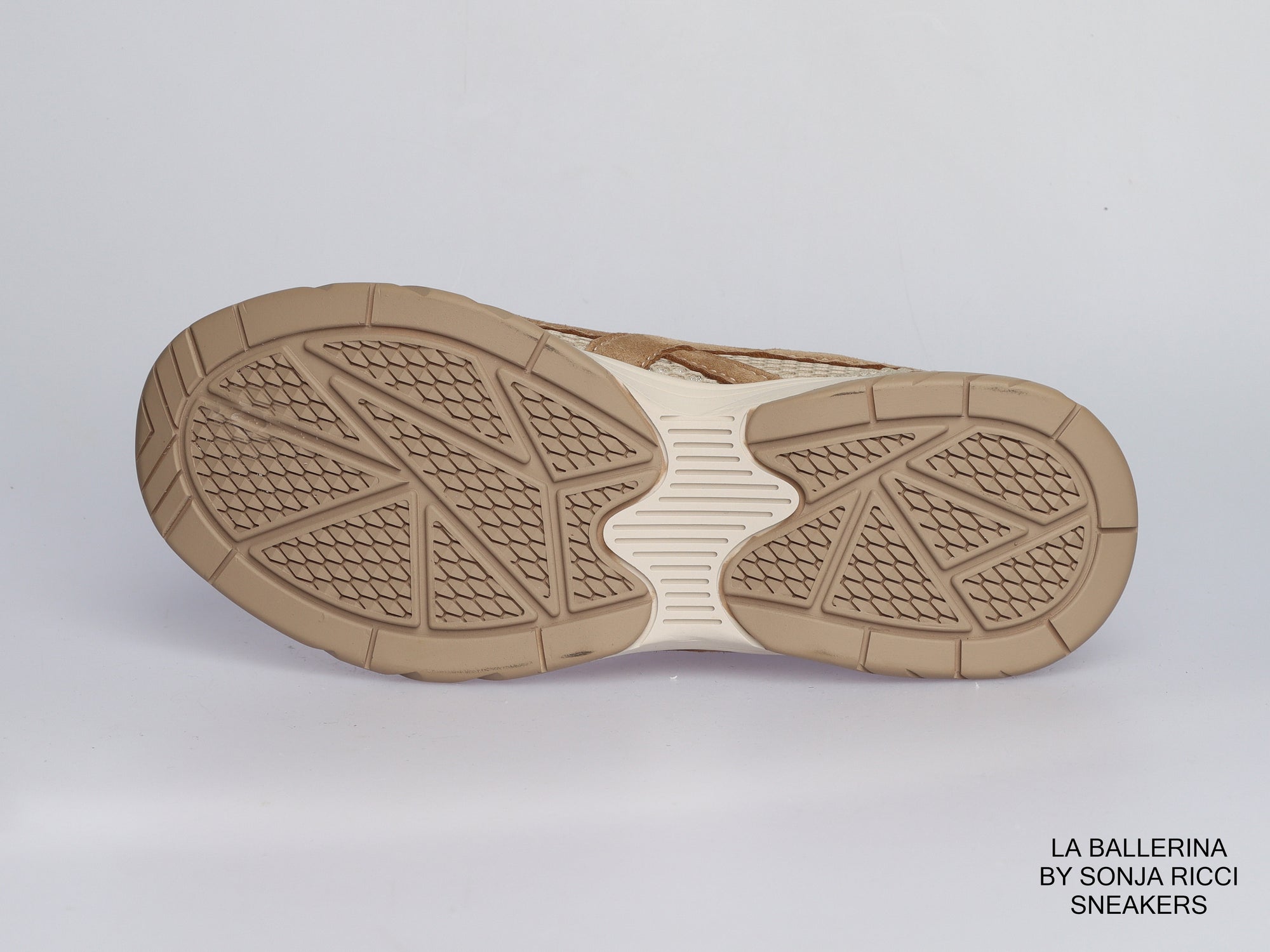 Damen Sneaker aus Veloursleder mit Mesh in Beige | LA BALLERINA | Art. W25958