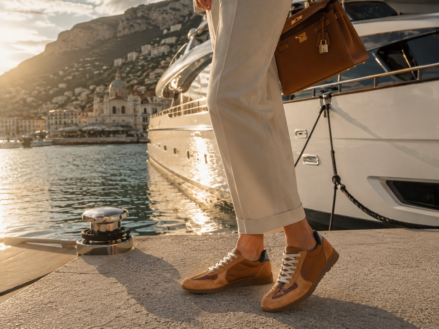 Damen Sneaker aus Veloursleder und Textil in Camel | LA BALLERINA | Art. W52388