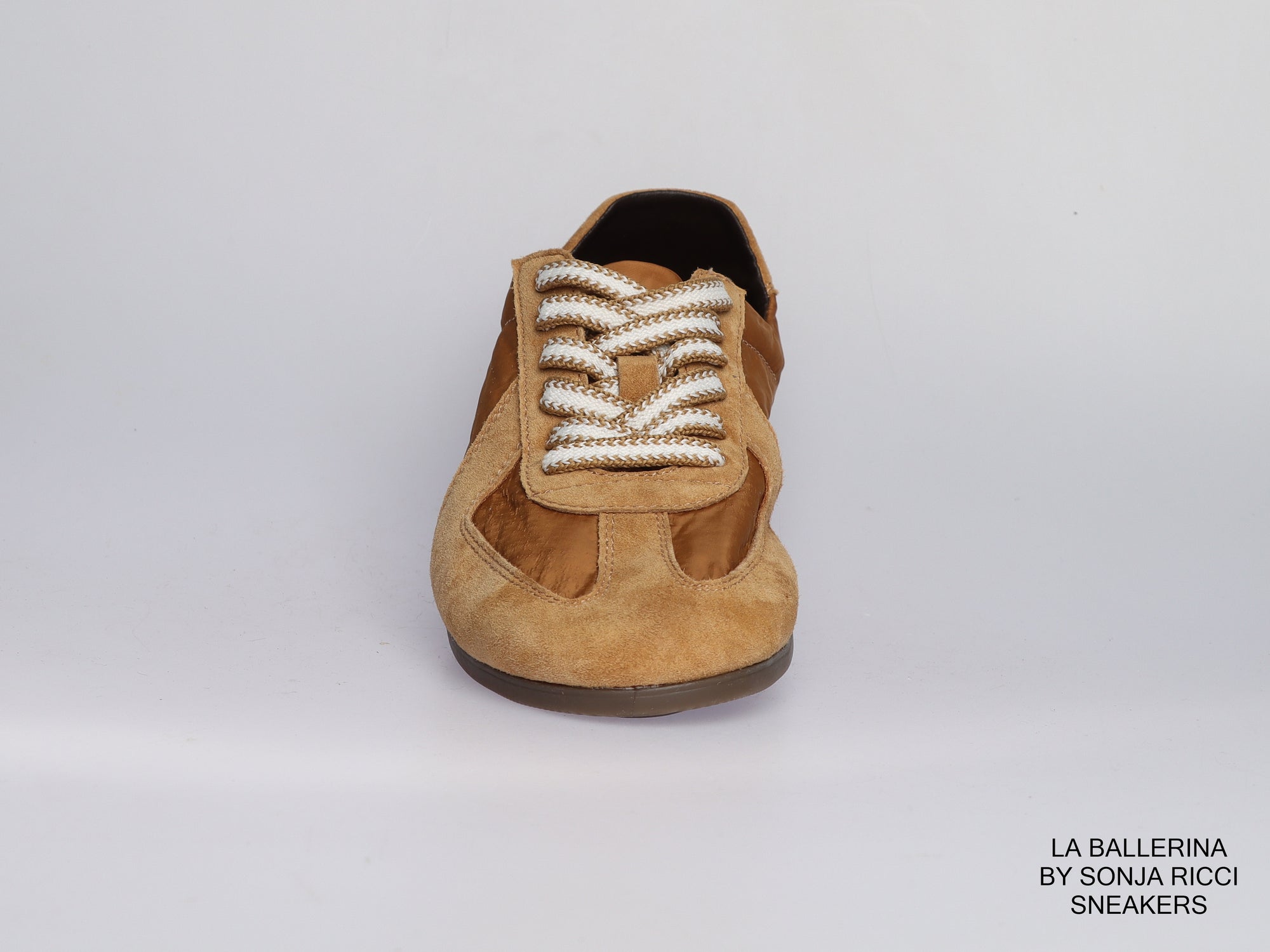 Damen Sneaker aus Veloursleder und Textil in Camel | LA BALLERINA | Art. W52388