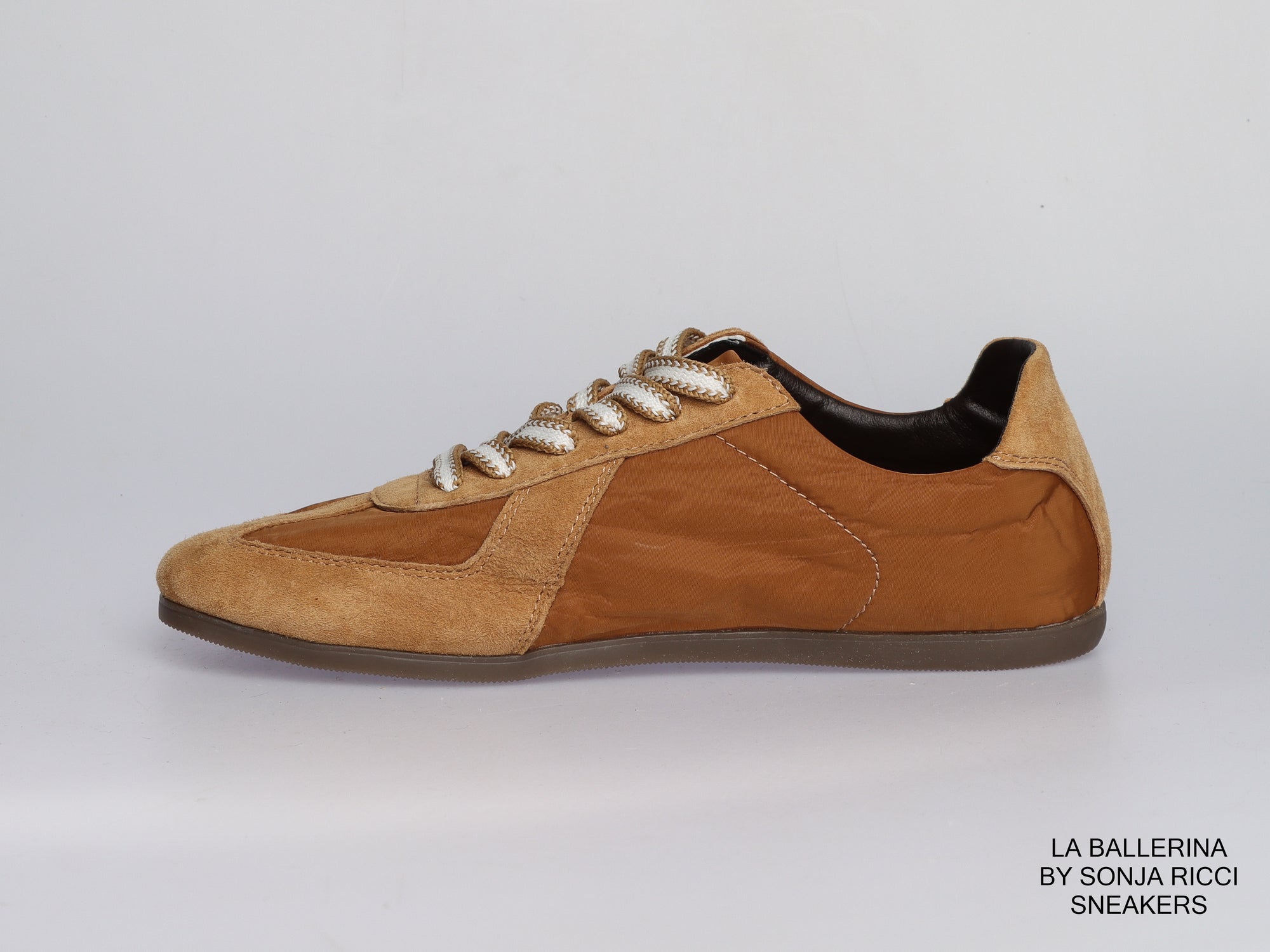 Damen Sneaker aus Veloursleder und Textil in Camel | LA BALLERINA | Art. W52388