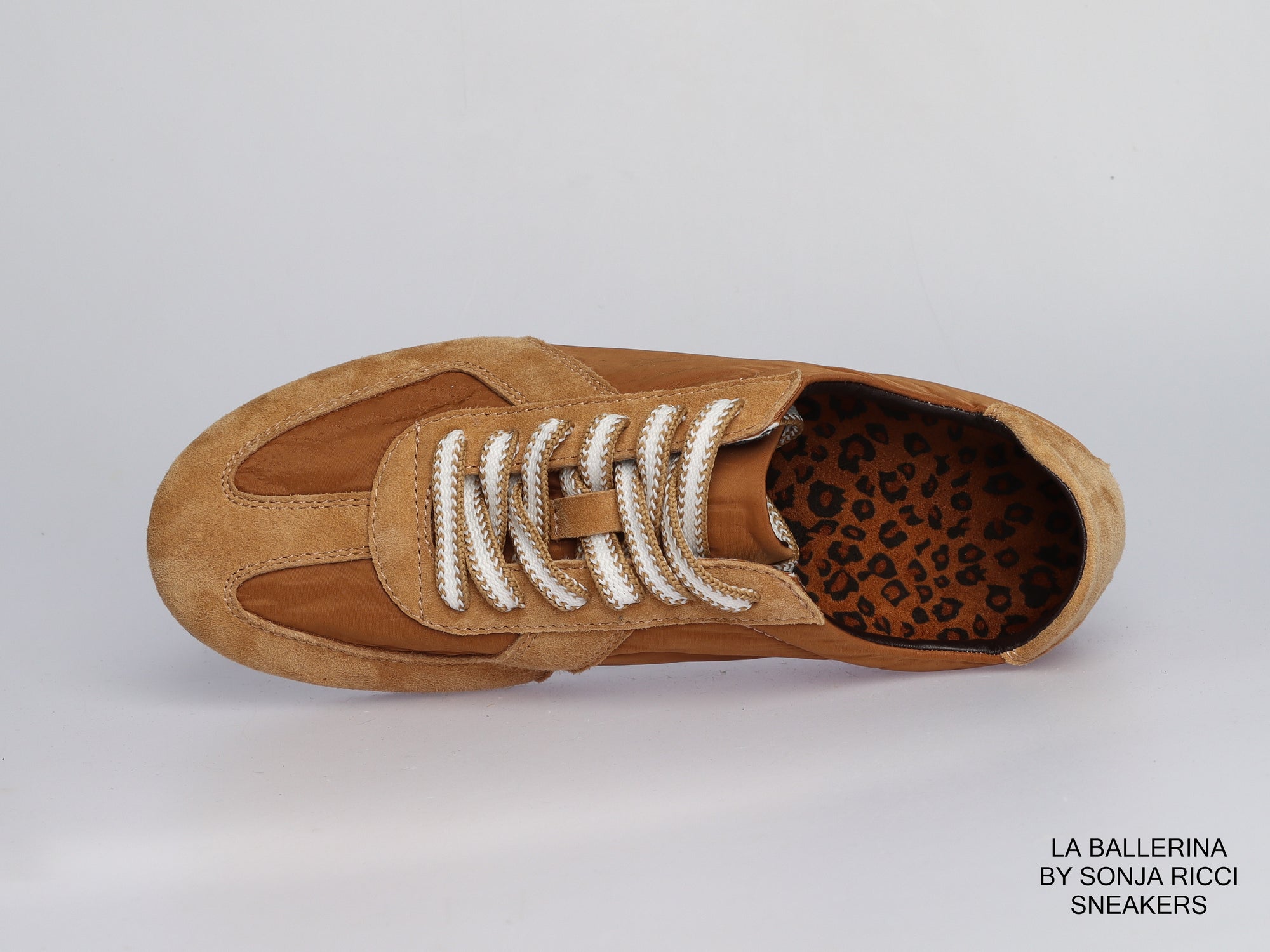 Damen Sneaker aus Veloursleder und Textil in Camel | LA BALLERINA | Art. W52388