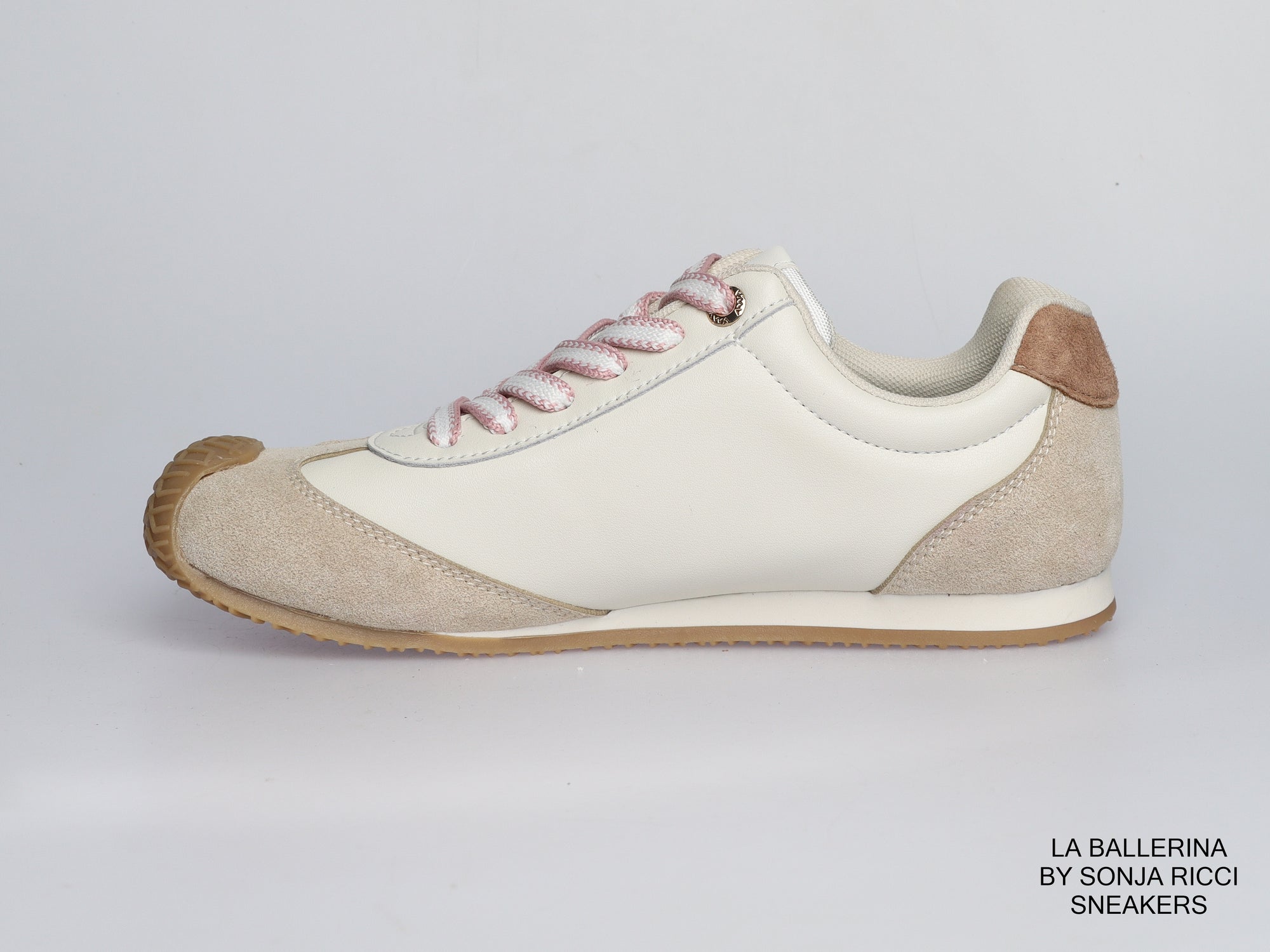 Damen Sneaker aus Veloursleder und Leder in Creme | LA BALLERINA | Art. W52391