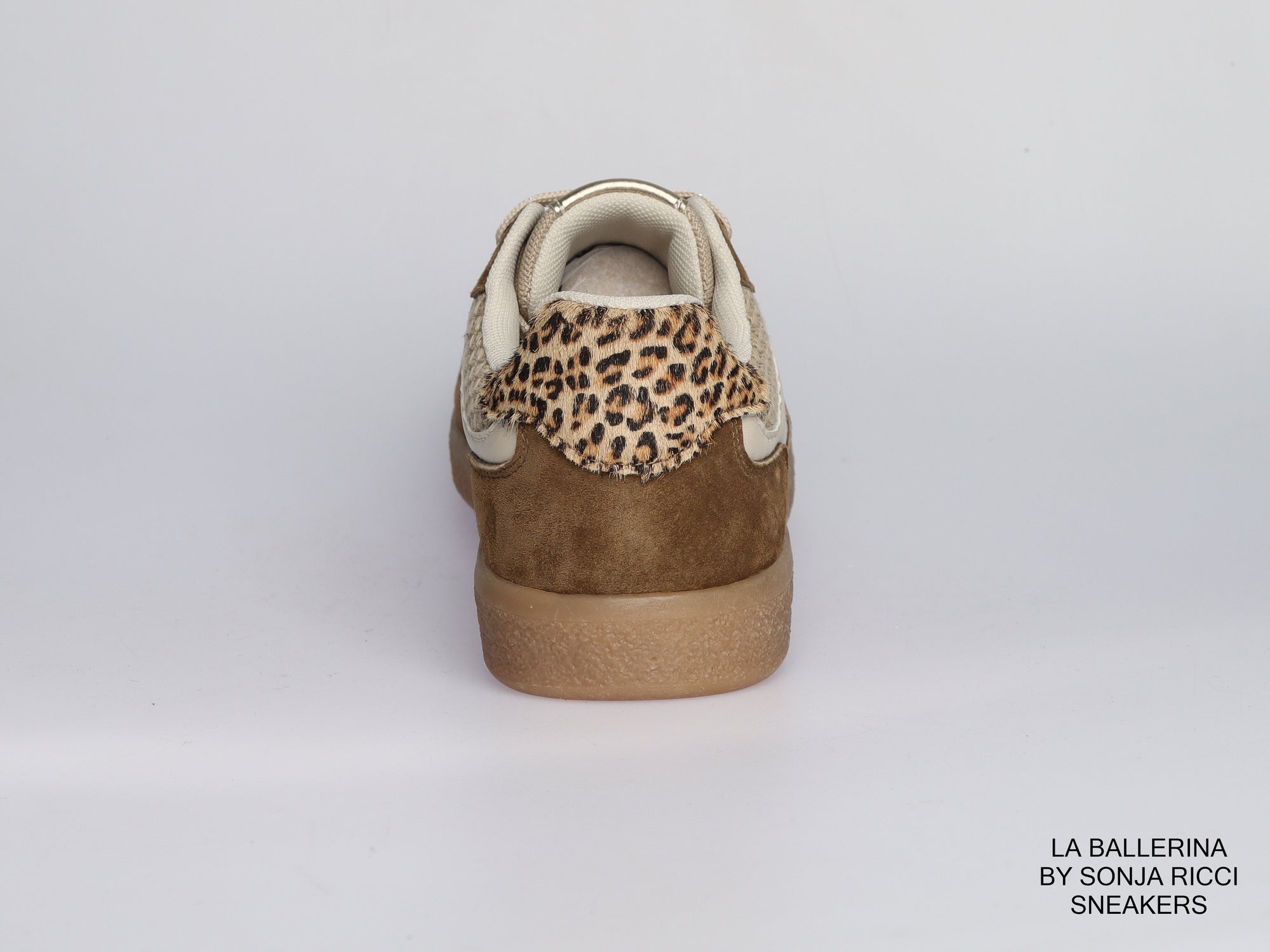 Damen Sneaker aus Veloursleder mit Glitzerdetails in Beige | LA BALLERINA | Art. W52392