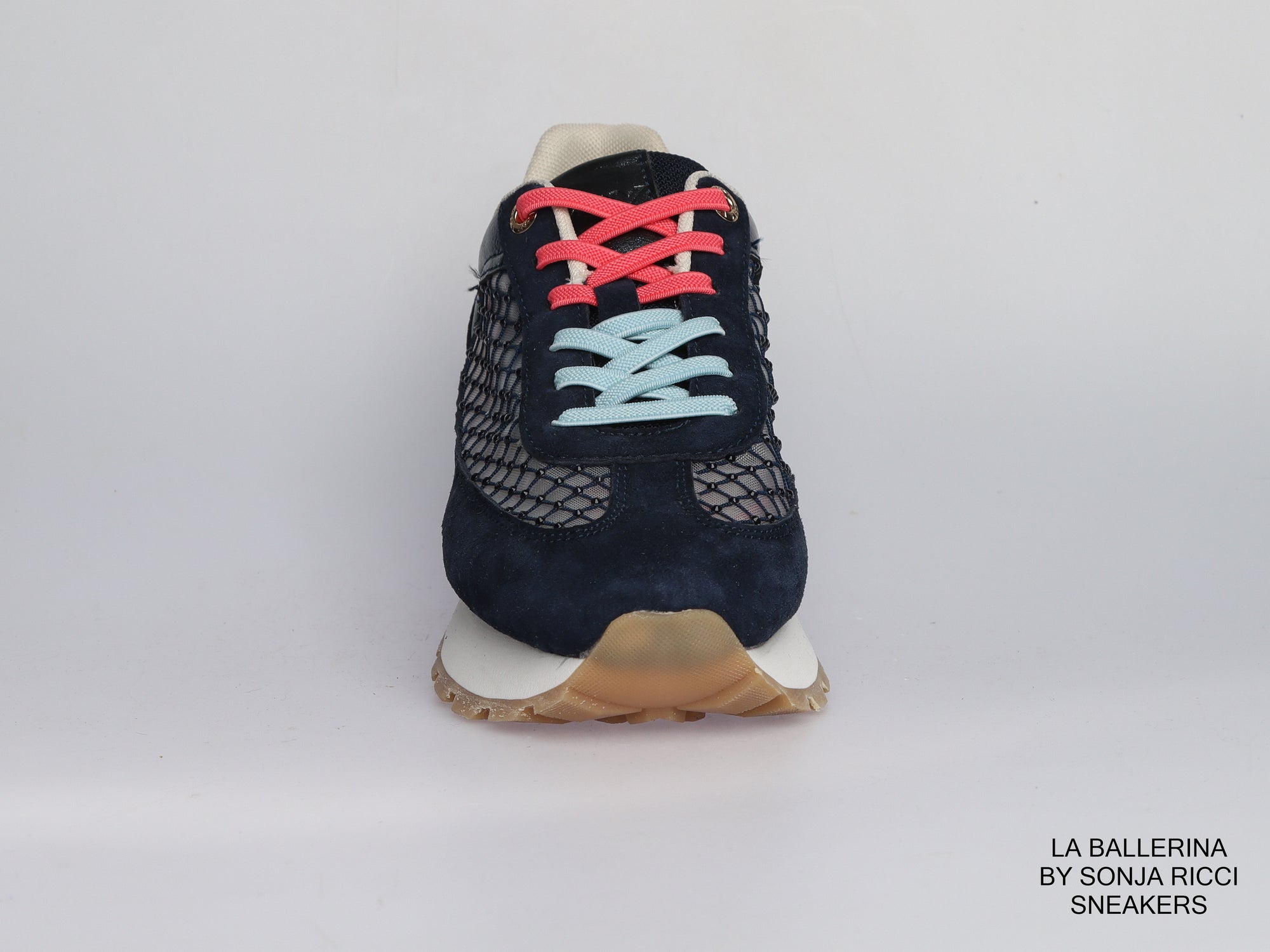 Damen Sneaker aus Veloursleder mit Mesh in Navy | LA BALLERINA | Art. W52393