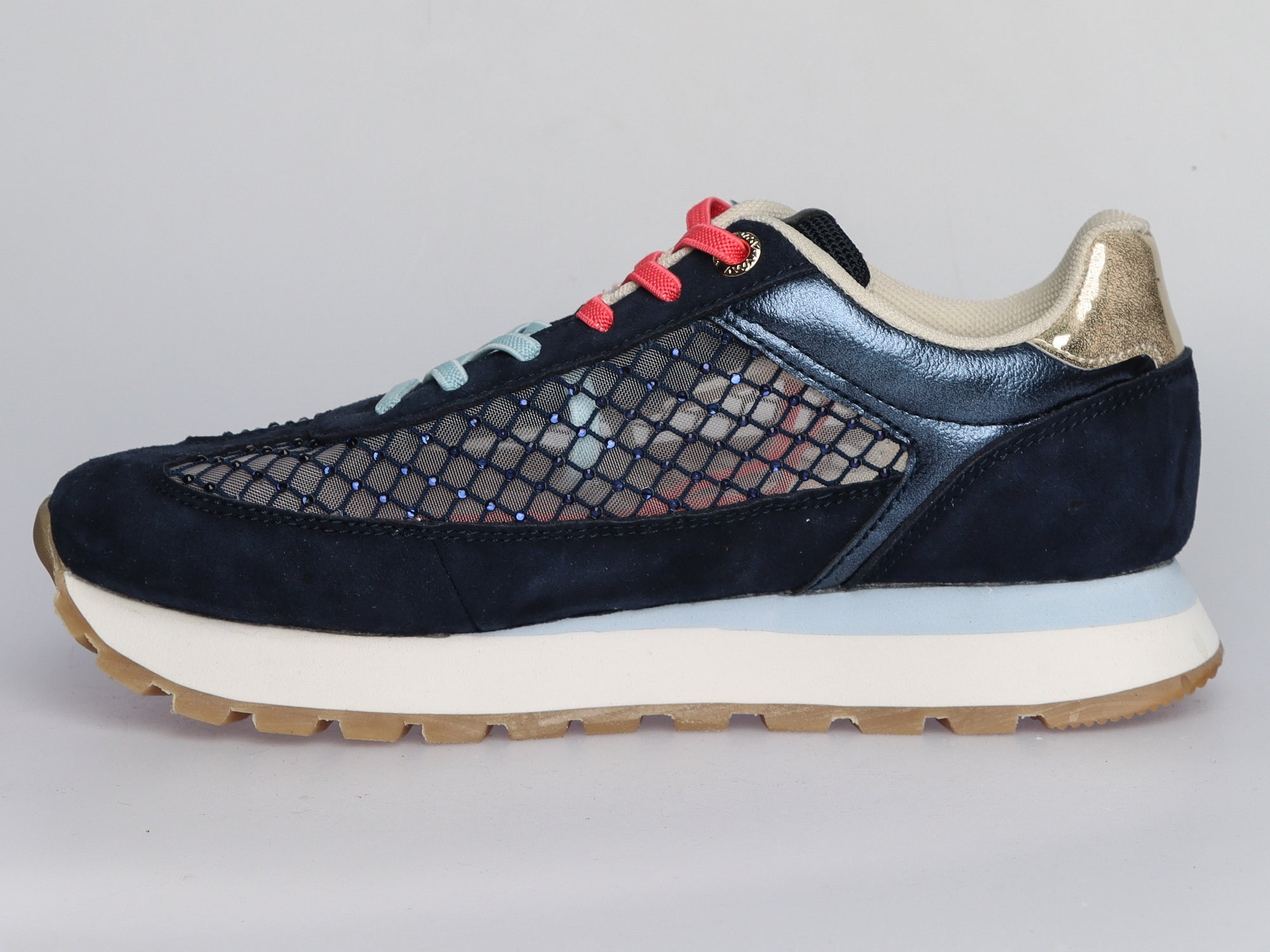 Damen Sneaker aus Veloursleder mit Mesh in Navy | LA BALLERINA | Art. W25956 - La Ballerina