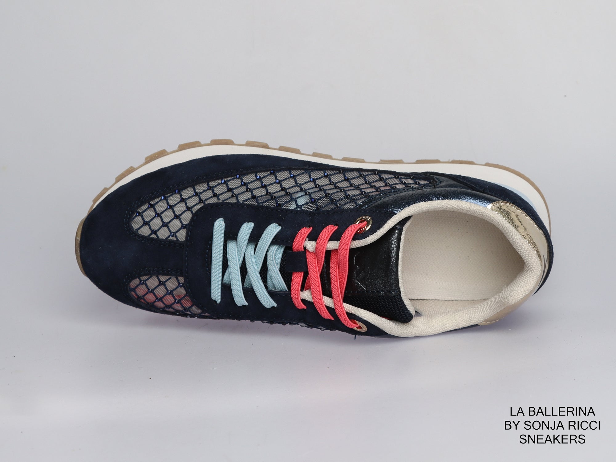 Damen Sneaker aus Veloursleder mit Mesh in Navy | LA BALLERINA | Art. W52393
