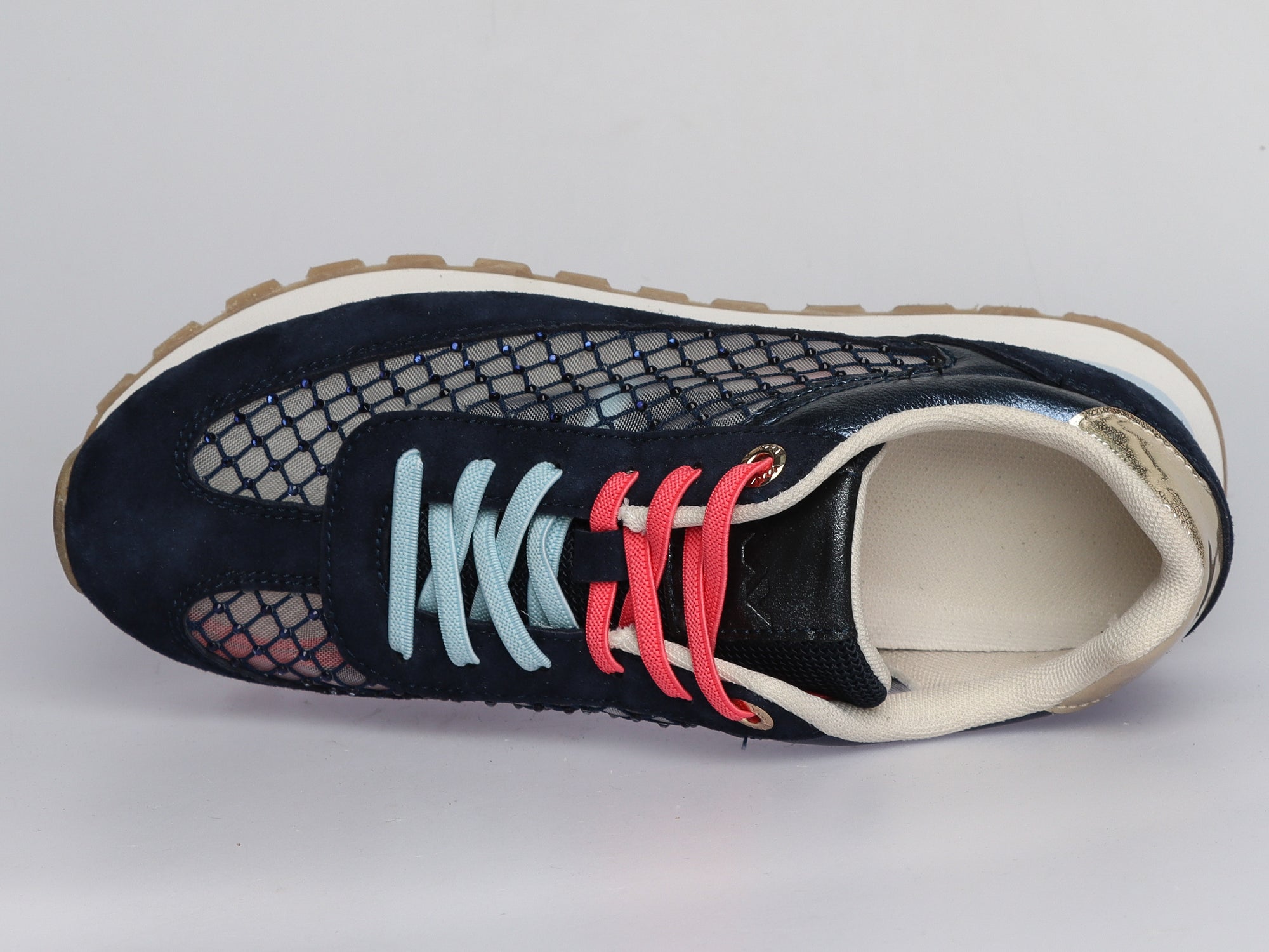 Damen Sneaker aus Veloursleder mit Mesh in Navy | LA BALLERINA | Art. W25956 - La Ballerina