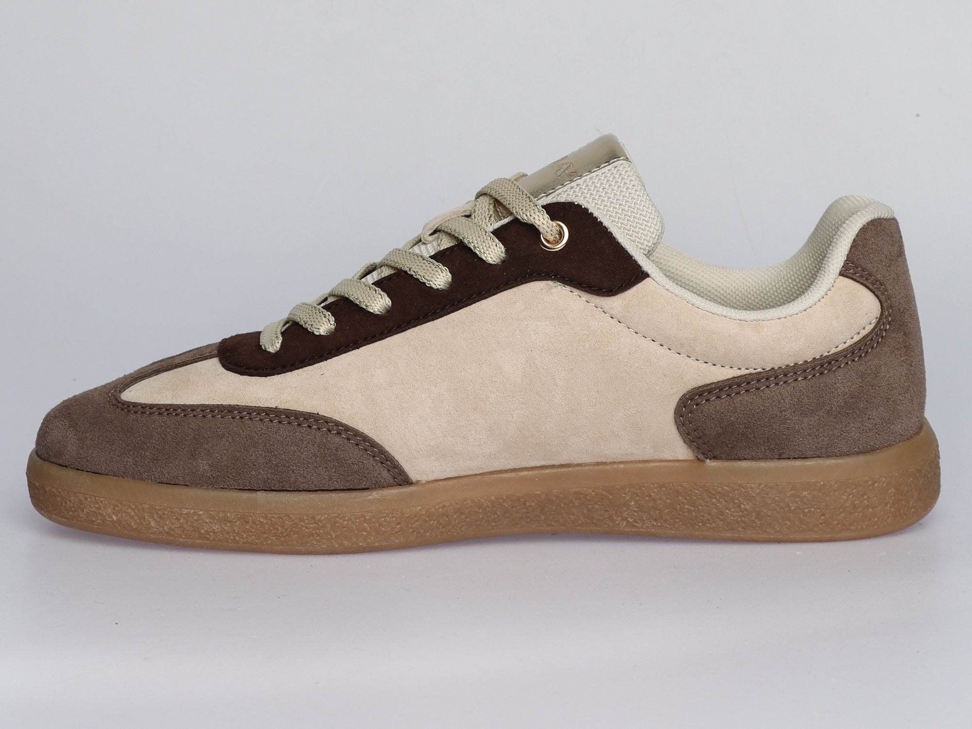 Damen Sneaker aus Veloursleder mit Metallic-Leder in Taupe | LA BALLERINA | Art. W26035 - La Ballerina