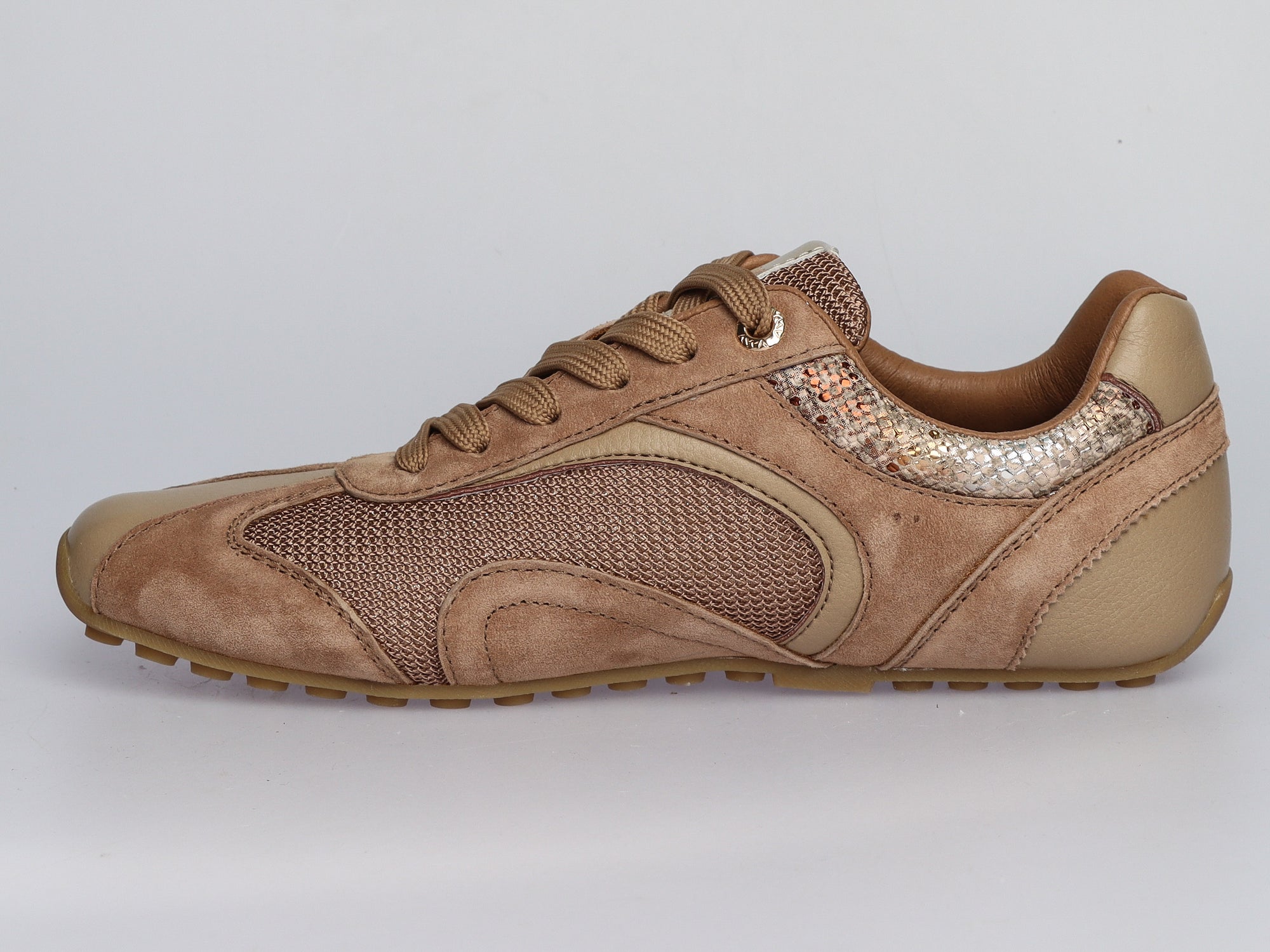 Damen Sneaker aus Veloursleder mit Mesh in Taupe | LA BALLERINA | Art. W52395 - La Ballerina